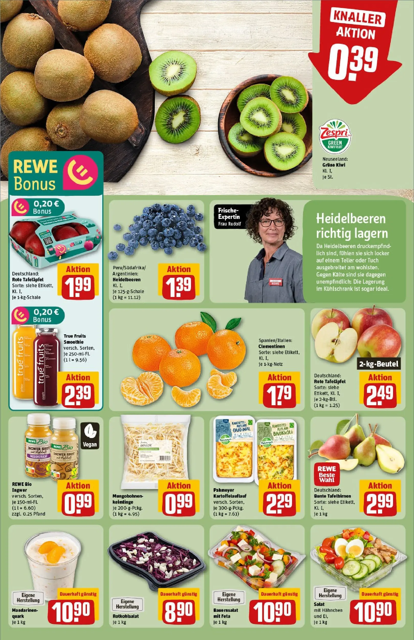 REWE Prospekt ab 02.11.2025 zum Blättern » Angebote | Seite: 6 | Produkte: Mandarinen, Heidelbeeren, Kiwi, Salat