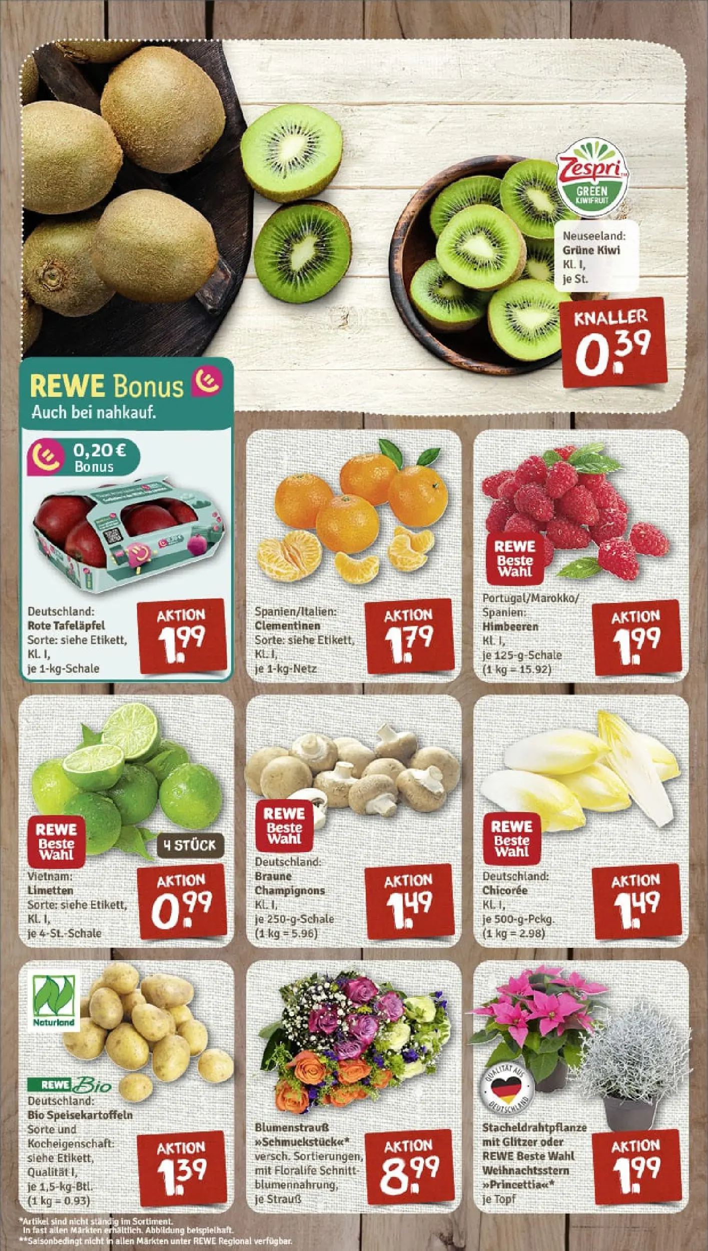 REWE Prospekt ab 02.11.2025 zum Blättern » Angebote | Seite: 4 | Produkte: Himbeeren, Limetten, Champignons, Kiwi