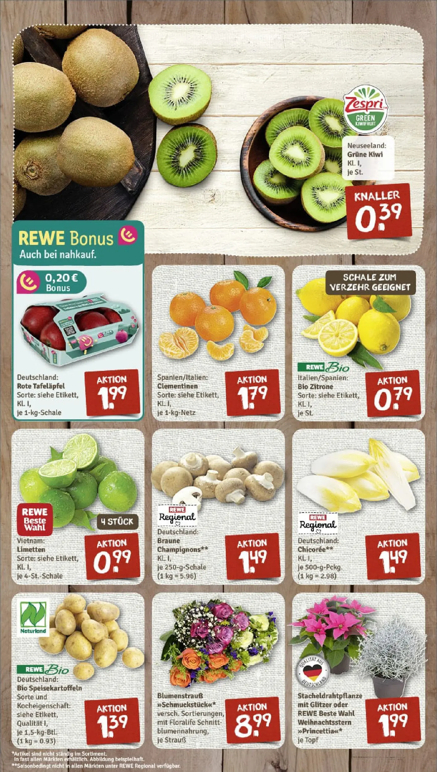 REWE Prospekt ab 03.11.2025 zum Blättern » Angebote | Seite: 4 | Produkte: Limetten, Champignons, Zitrone, Kiwi