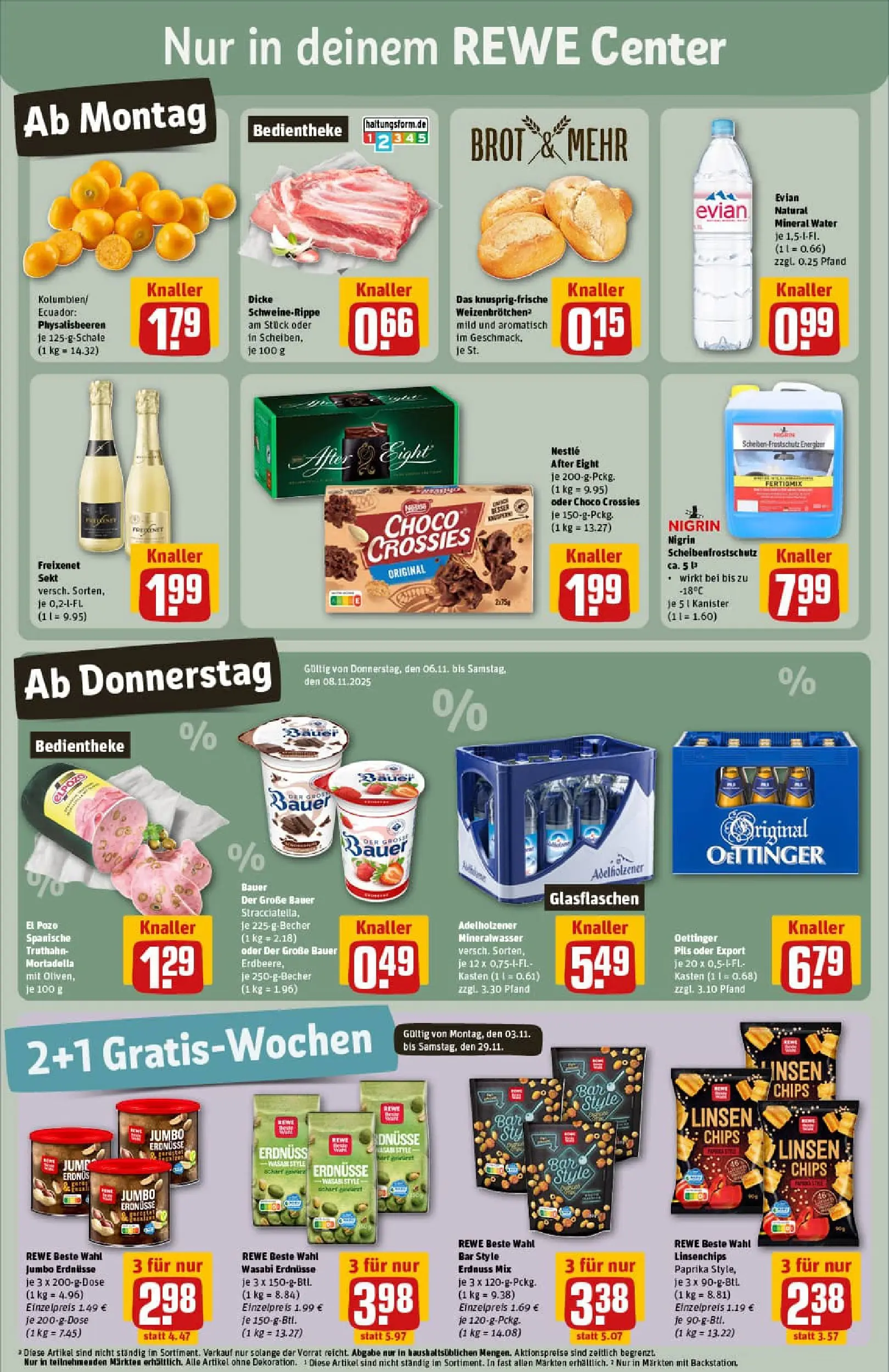 REWE Prospekt ab 02.11.2025 zum Blättern » Angebote | Seite: 3 | Produkte: Erdnüsse, Sekt, Pils, Paprika