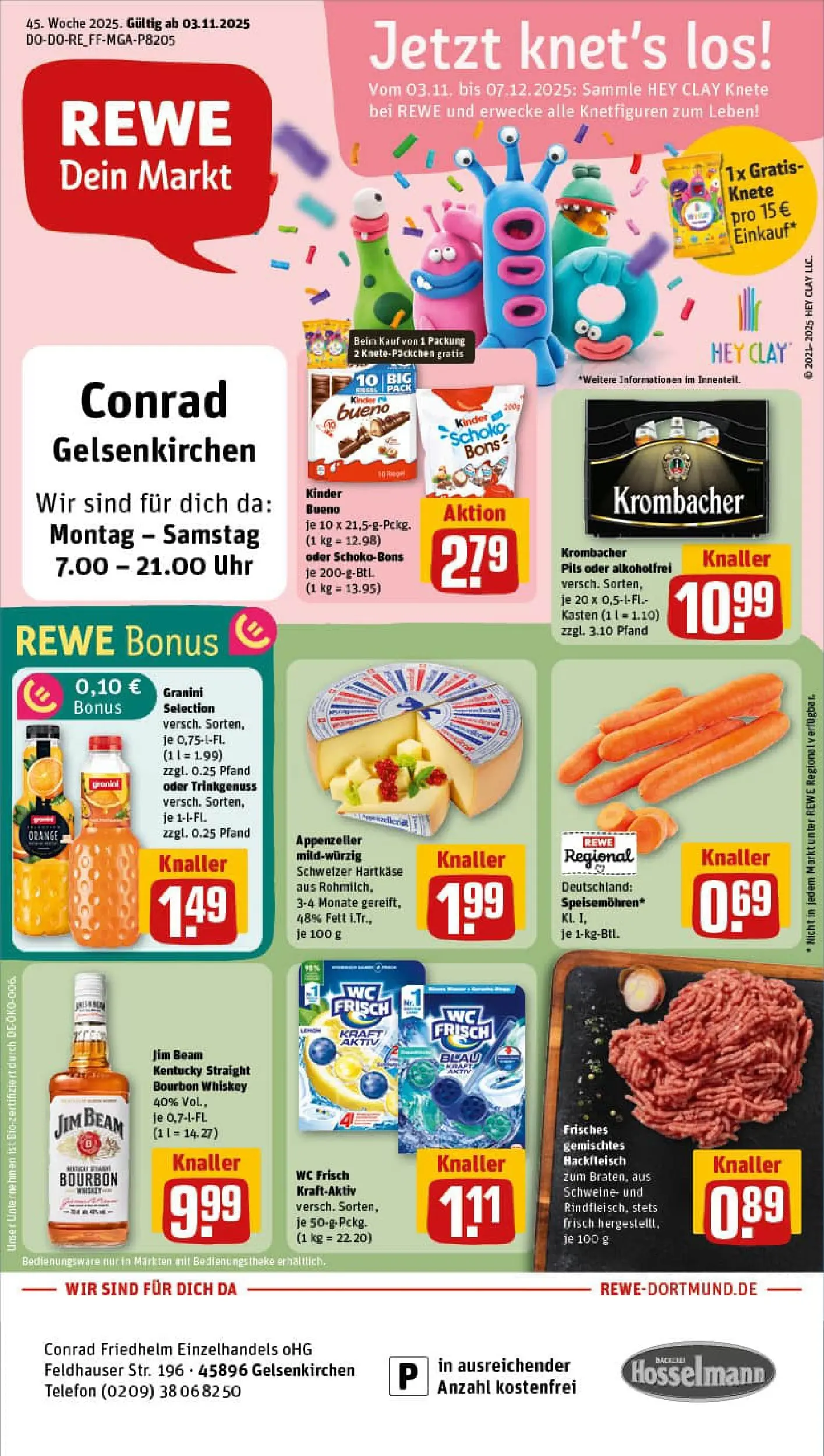REWE Prospekt ab 02.11.2025 zum Blättern » Angebote | Seite: 1 | Produkte: Kinder bueno, Bourbon, Whiskey, Telefon