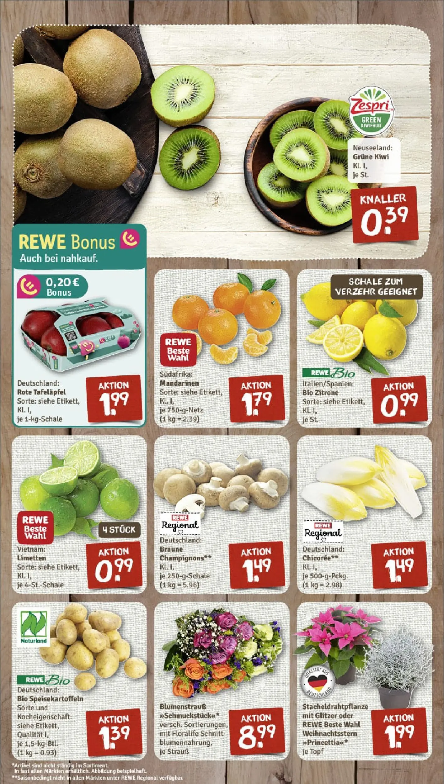REWE Prospekt ab 03.11.2025 zum Blättern » Angebote | Seite: 4 | Produkte: Limetten, Mandarinen, Champignons, Zitrone