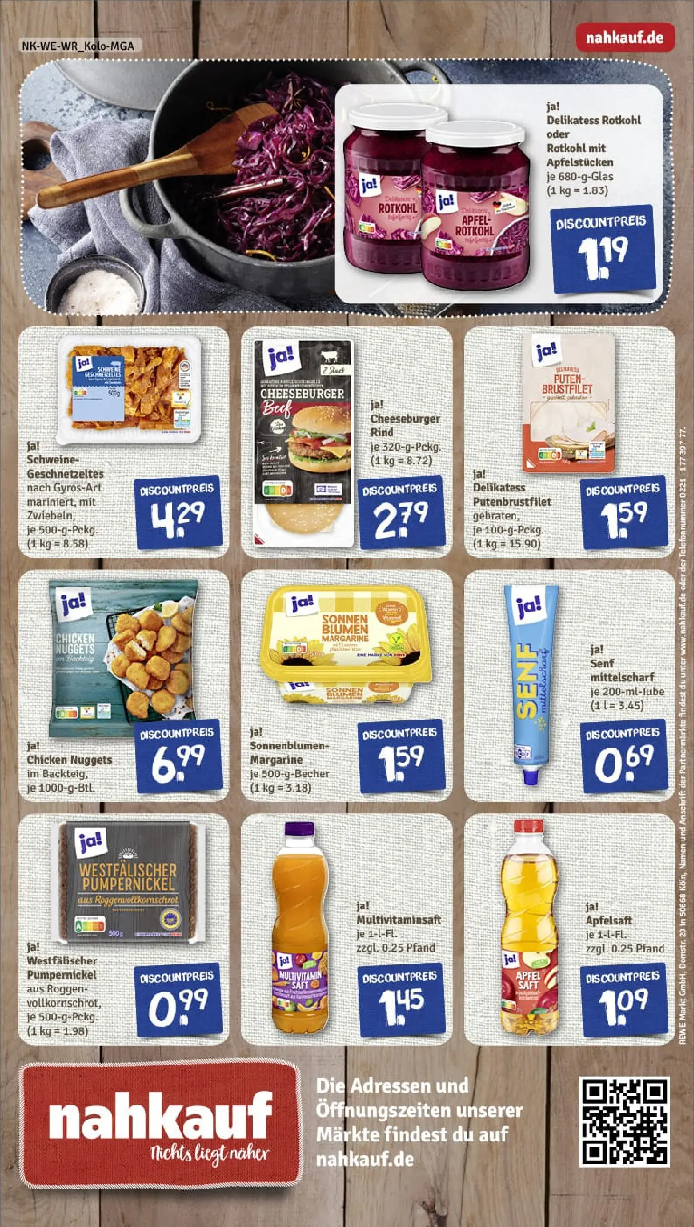 REWE Prospekt ab 03.11.2025 zum Blättern » Angebote | Seite: 12 | Produkte: Margarine, Rotkohl, Apfelsaft, Saft