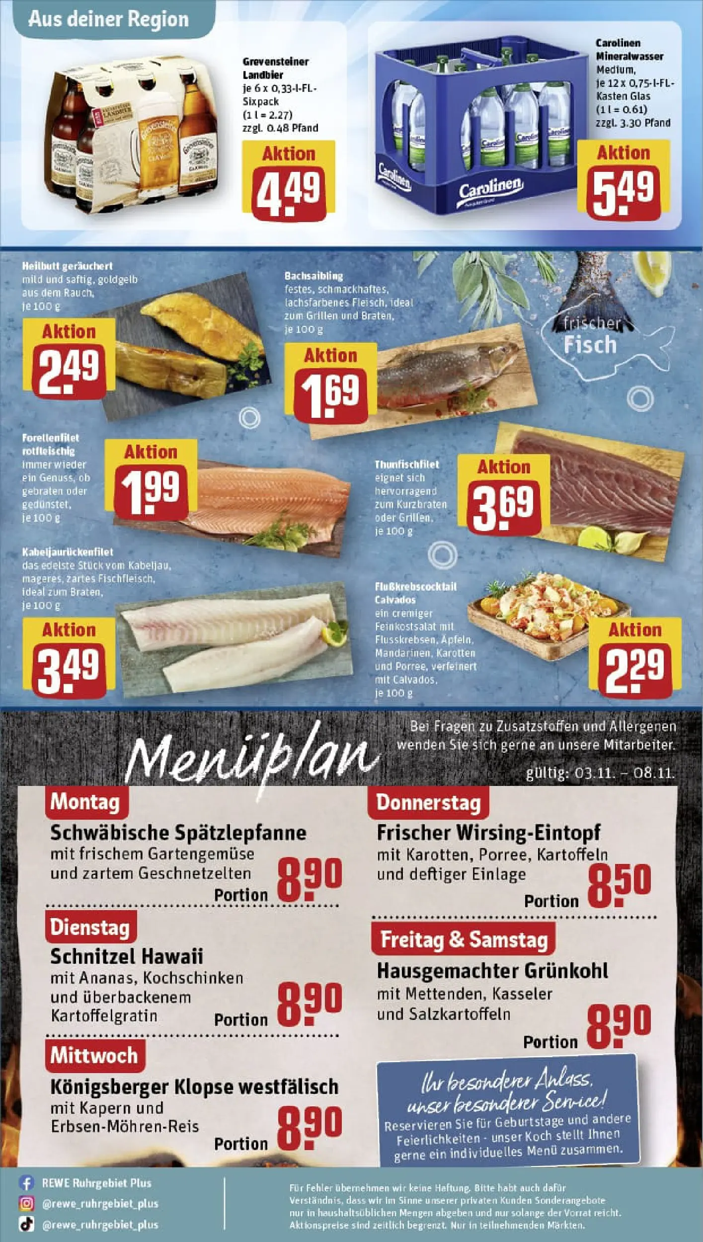 REWE Prospekt ab 02.11.2025 zum Blättern » Angebote | Seite: 31 | Produkte: Mineralwasser, Fisch, Kartoffeln, Pasta