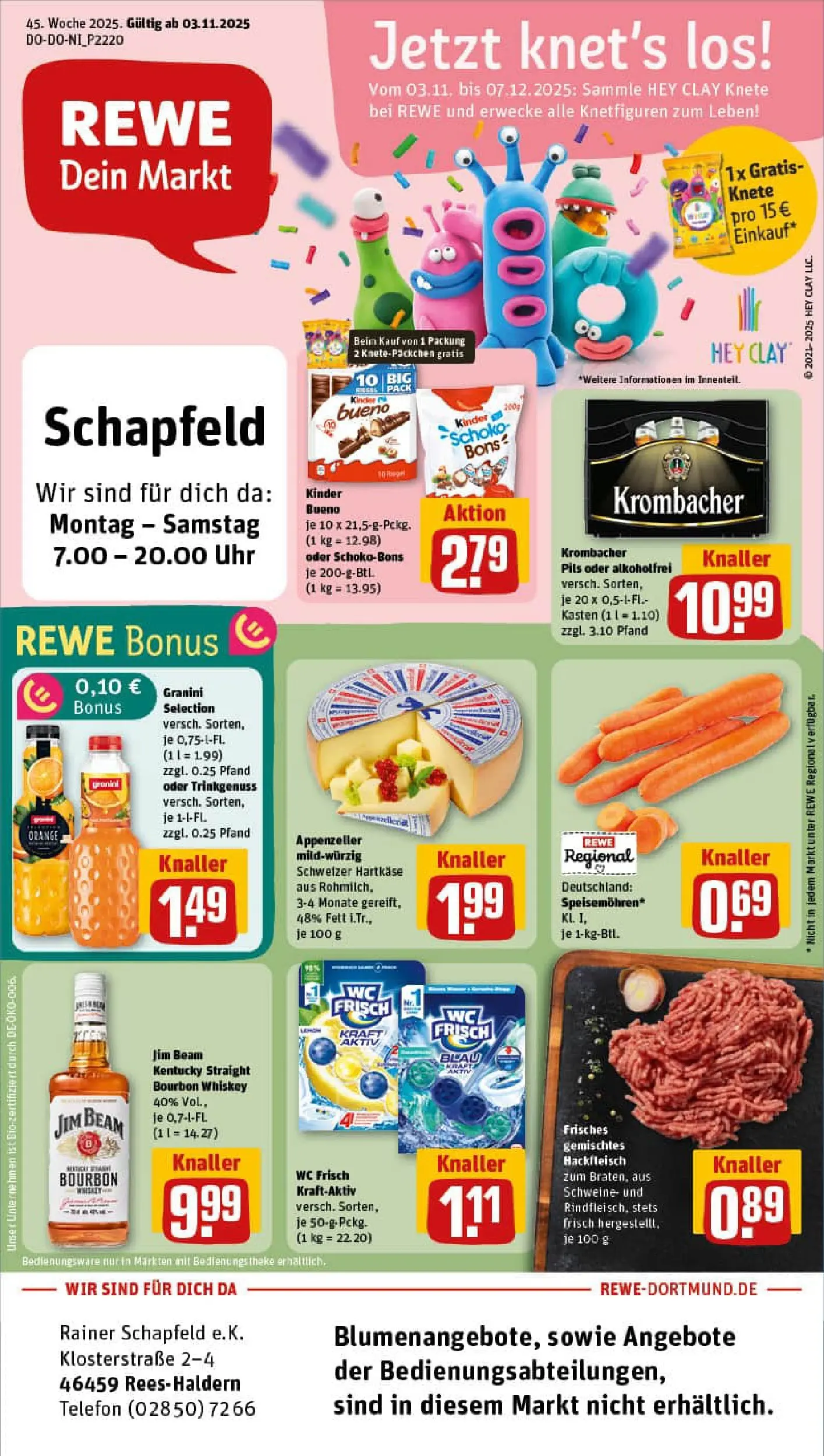 REWE Prospekt ab 02.11.2025 zum Blättern » Angebote | Seite: 1 | Produkte: Jim beam, Theke, Whiskey, Hackfleisch