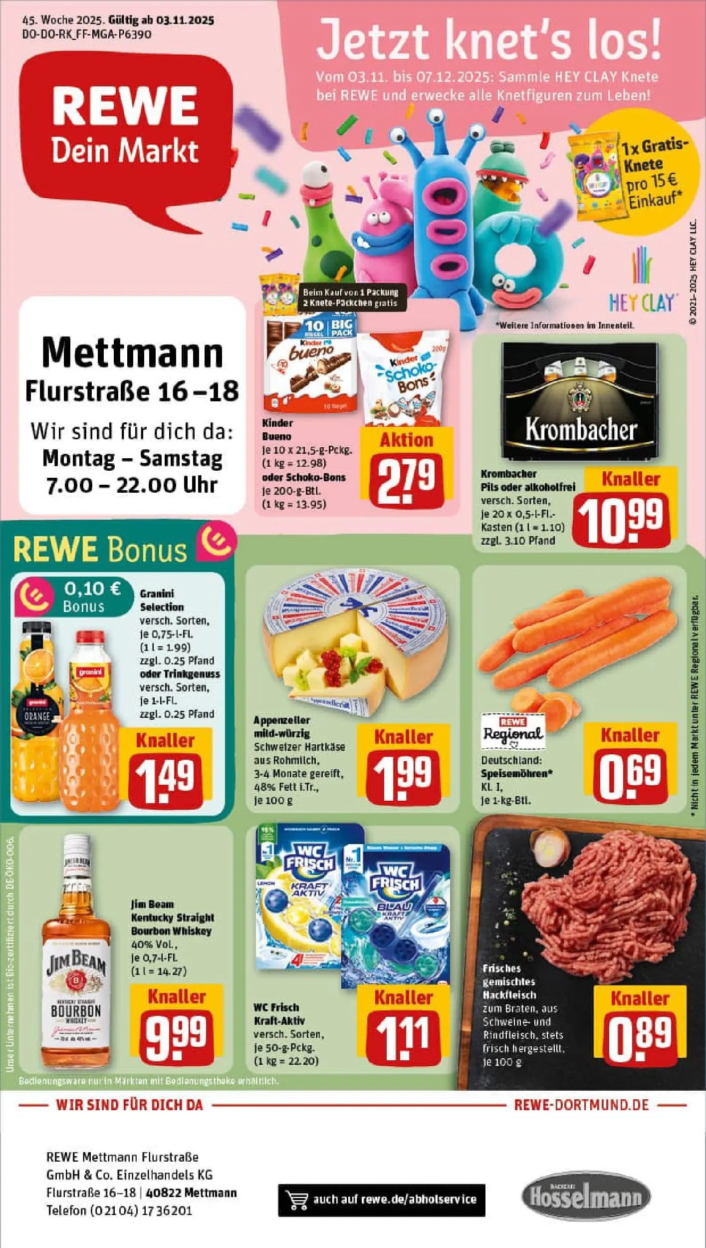 REWE Prospekt ab 02.11.2025 zum Blättern » Angebote | Seite: 1 | Produkte: Jim beam, Wc frisch, Bourbon, Hackfleisch