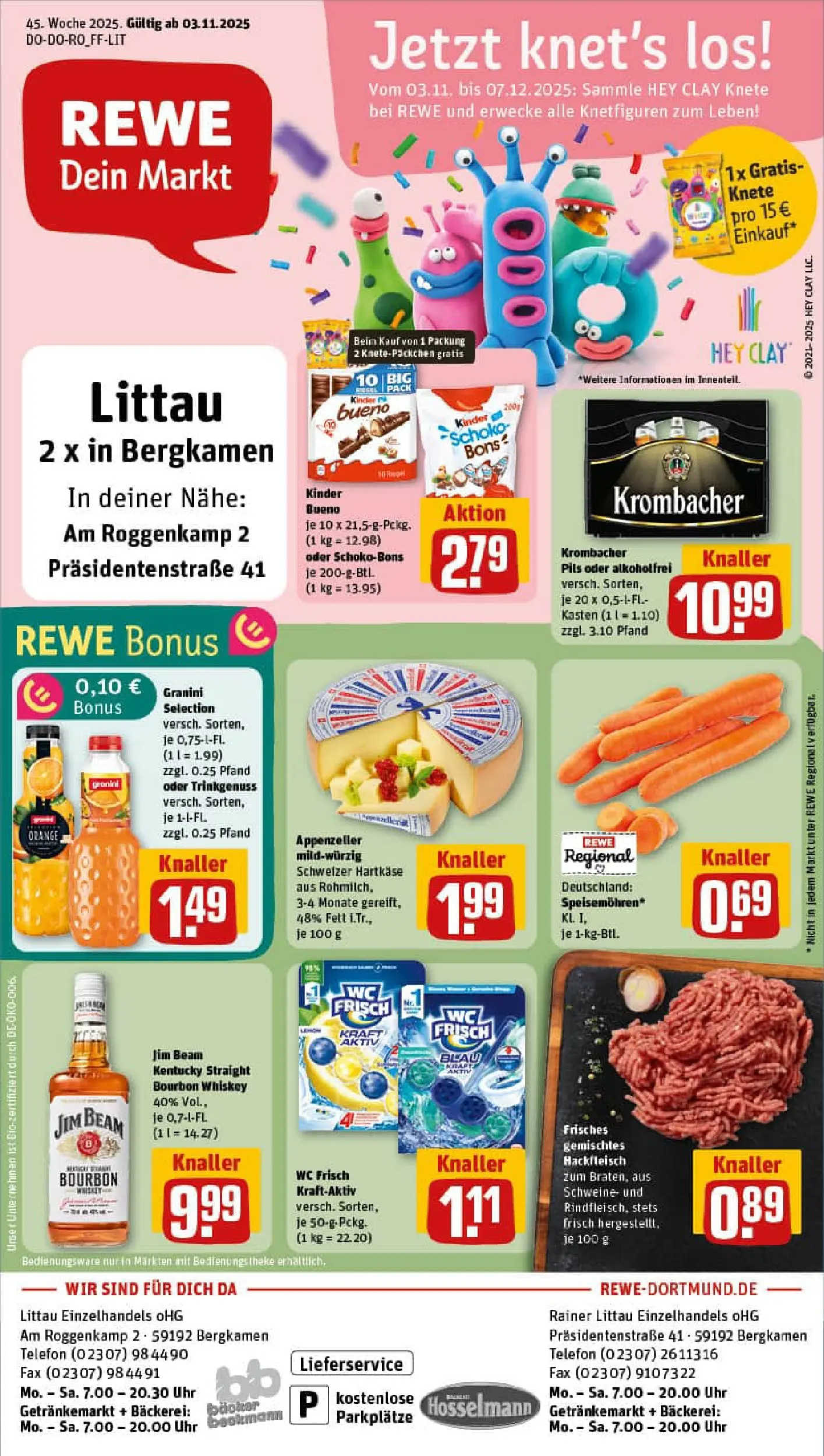 REWE Prospekt ab 02.11.2025 zum Blättern » Angebote | Seite: 1 | Produkte: Pils, Granini, Krombacher, Hackfleisch