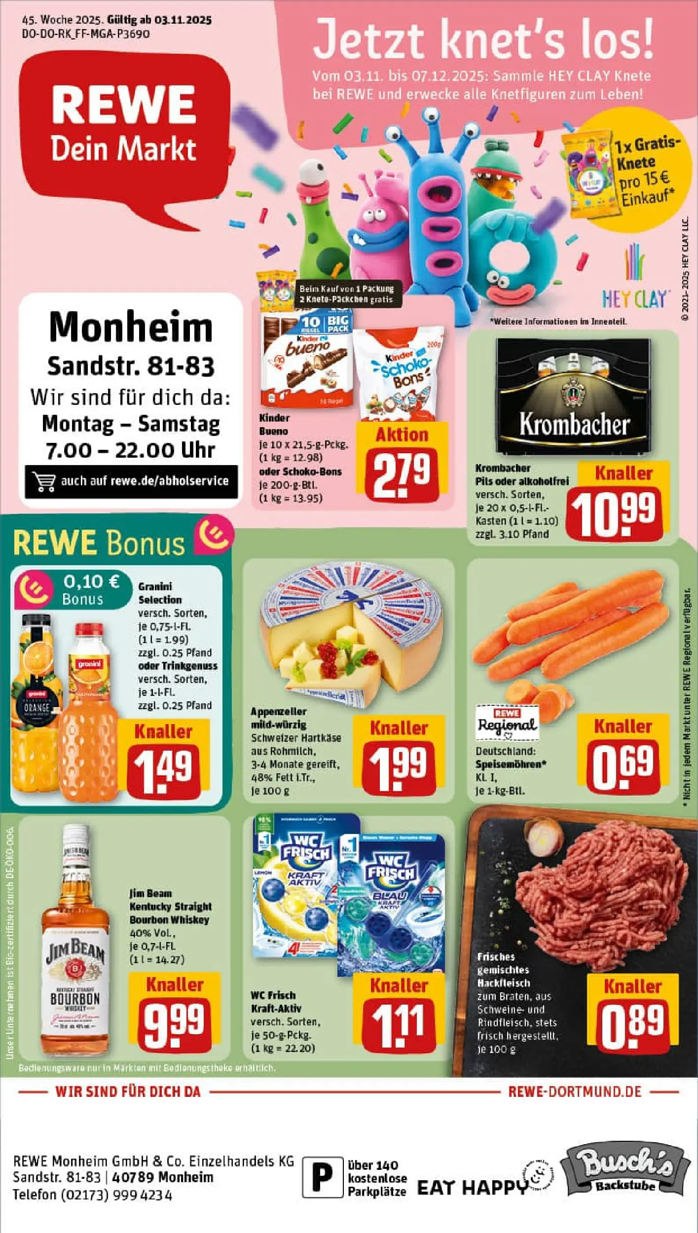 REWE Prospekt ab 02.11.2025 zum Blättern » Angebote | Seite: 1 | Produkte: Jim beam, Wc frisch, Bourbon, Uhr