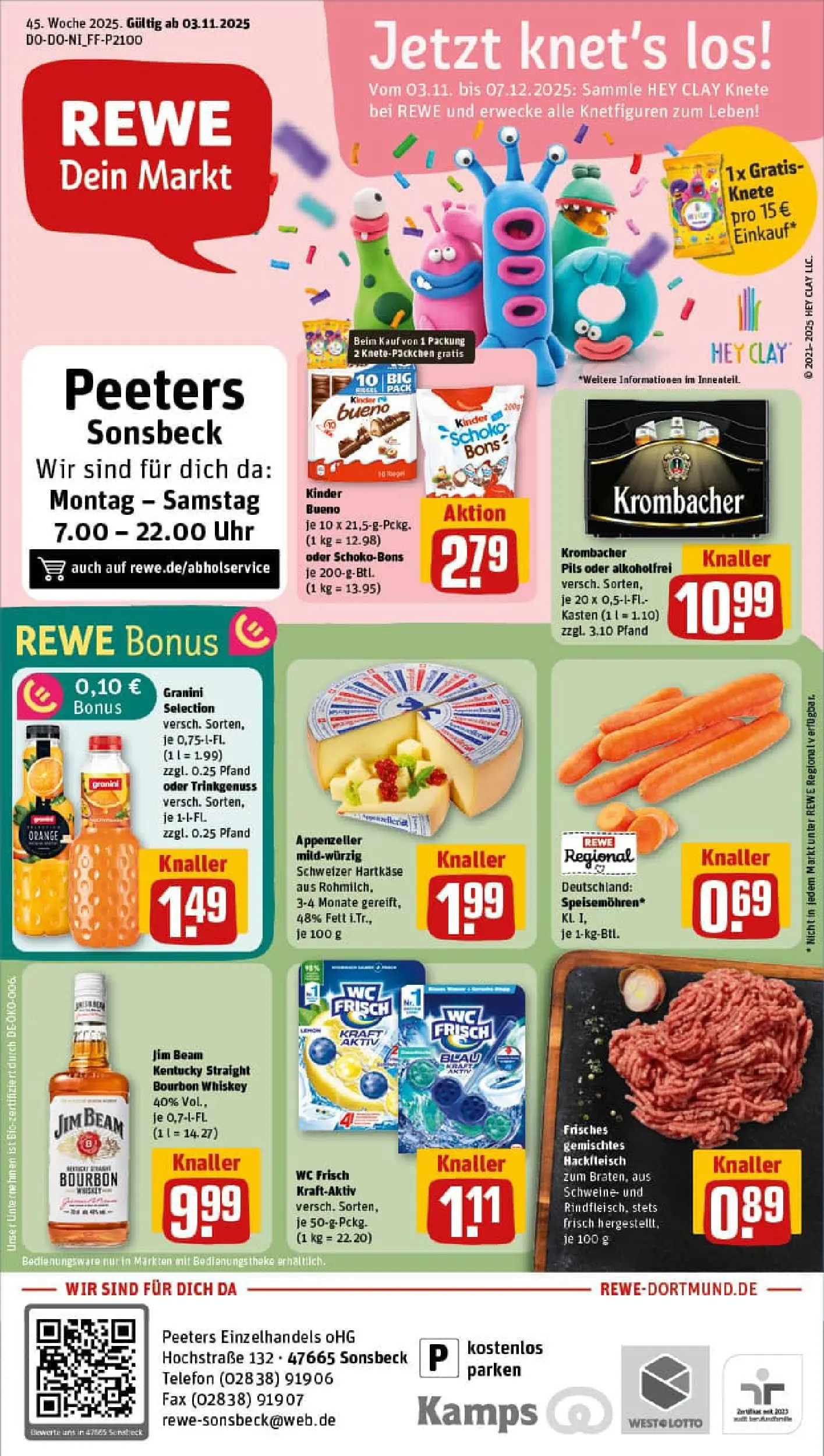 REWE Prospekt ab 02.11.2025 zum Blättern » Angebote | Seite: 1 | Produkte: Jim beam, Pils, Krombacher, Telefon