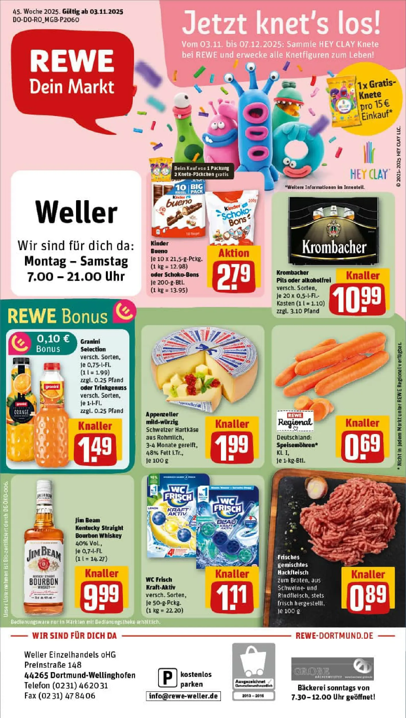 REWE Prospekt ab 02.11.2025 zum Blättern » Angebote | Seite: 1 | Produkte: Bäckerei, Theke, Pils, Uhr