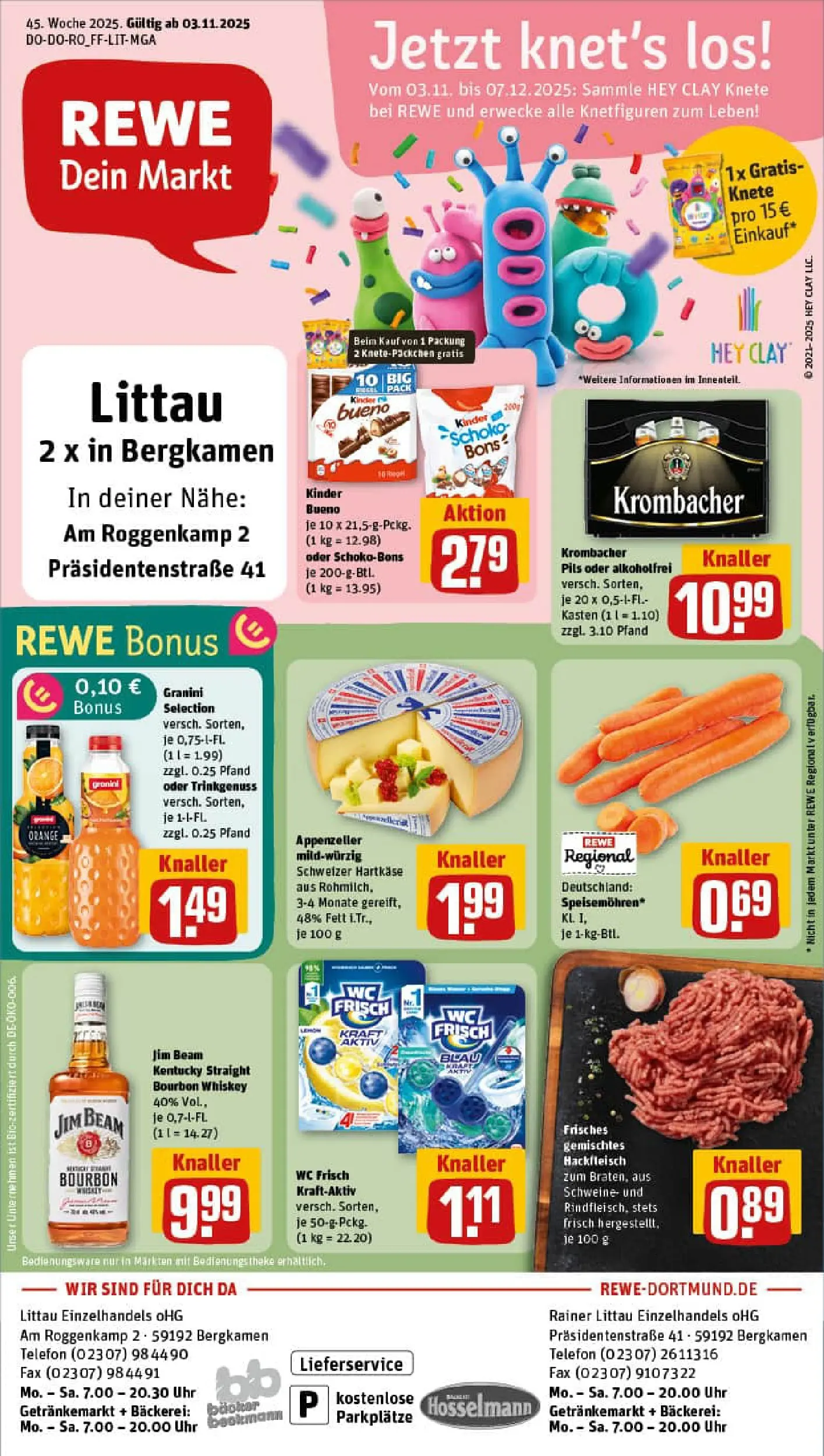 REWE Prospekt ab 02.11.2025 zum Blättern » Angebote | Seite: 1 | Produkte: Pils, Granini, Whiskey, Hackfleisch