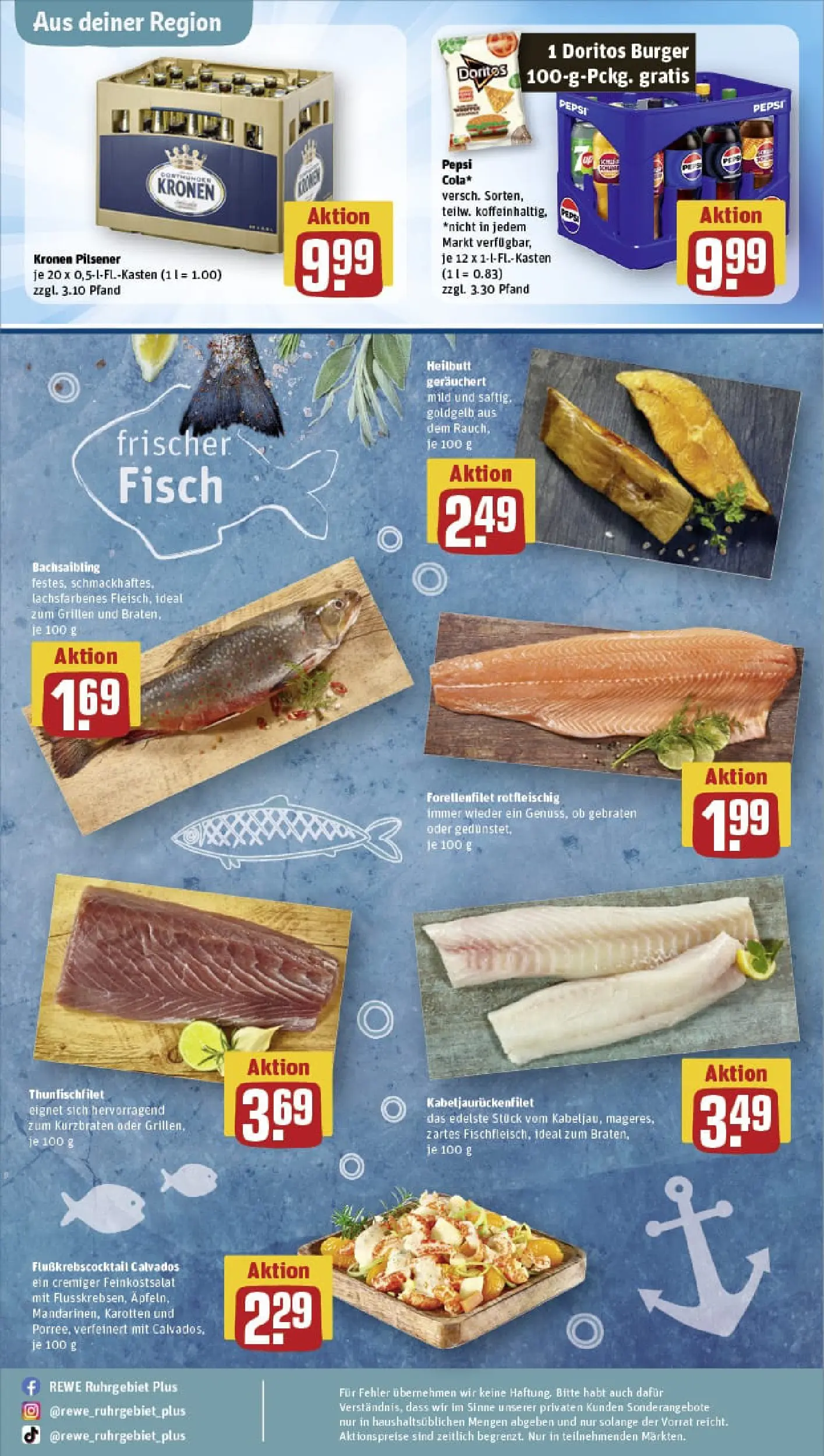 REWE Prospekt ab 02.11.2025 zum Blättern » Angebote | Seite: 32 | Produkte: Cola, Burger, Fisch, Pepsi