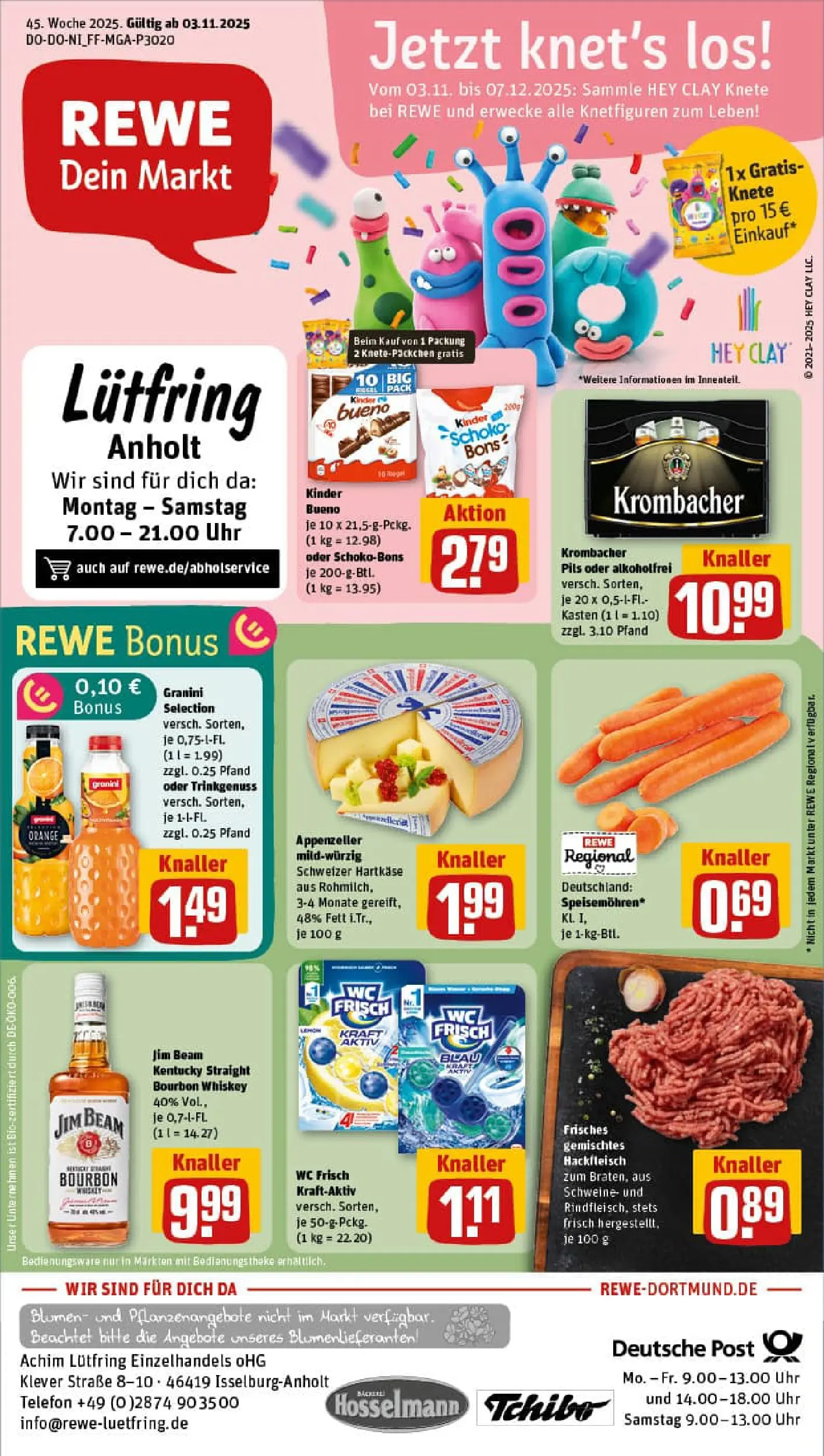 REWE Prospekt ab 02.11.2025 zum Blättern » Angebote | Seite: 1 | Produkte: Pils, Kinder bueno, Wc frisch, Krombacher