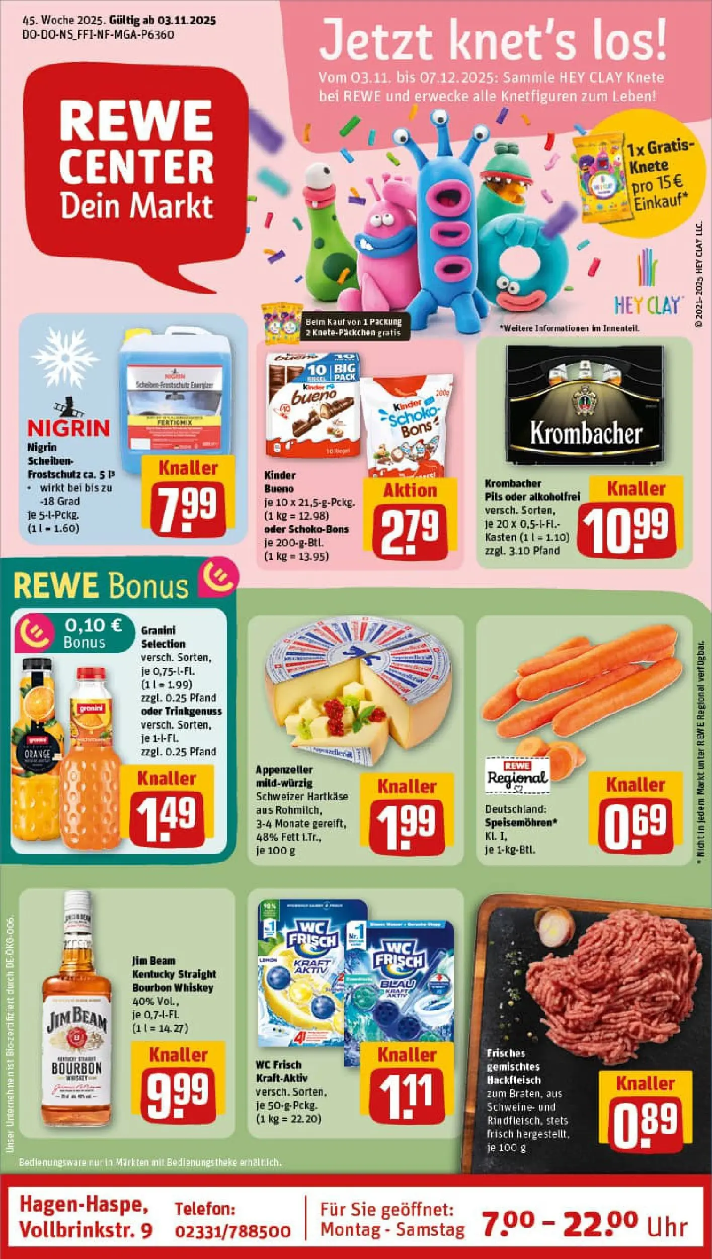 REWE Prospekt ab 02.11.2025 zum Blättern » Angebote | Seite: 1 | Produkte: Jim beam, Pils, Wc frisch, Telefon