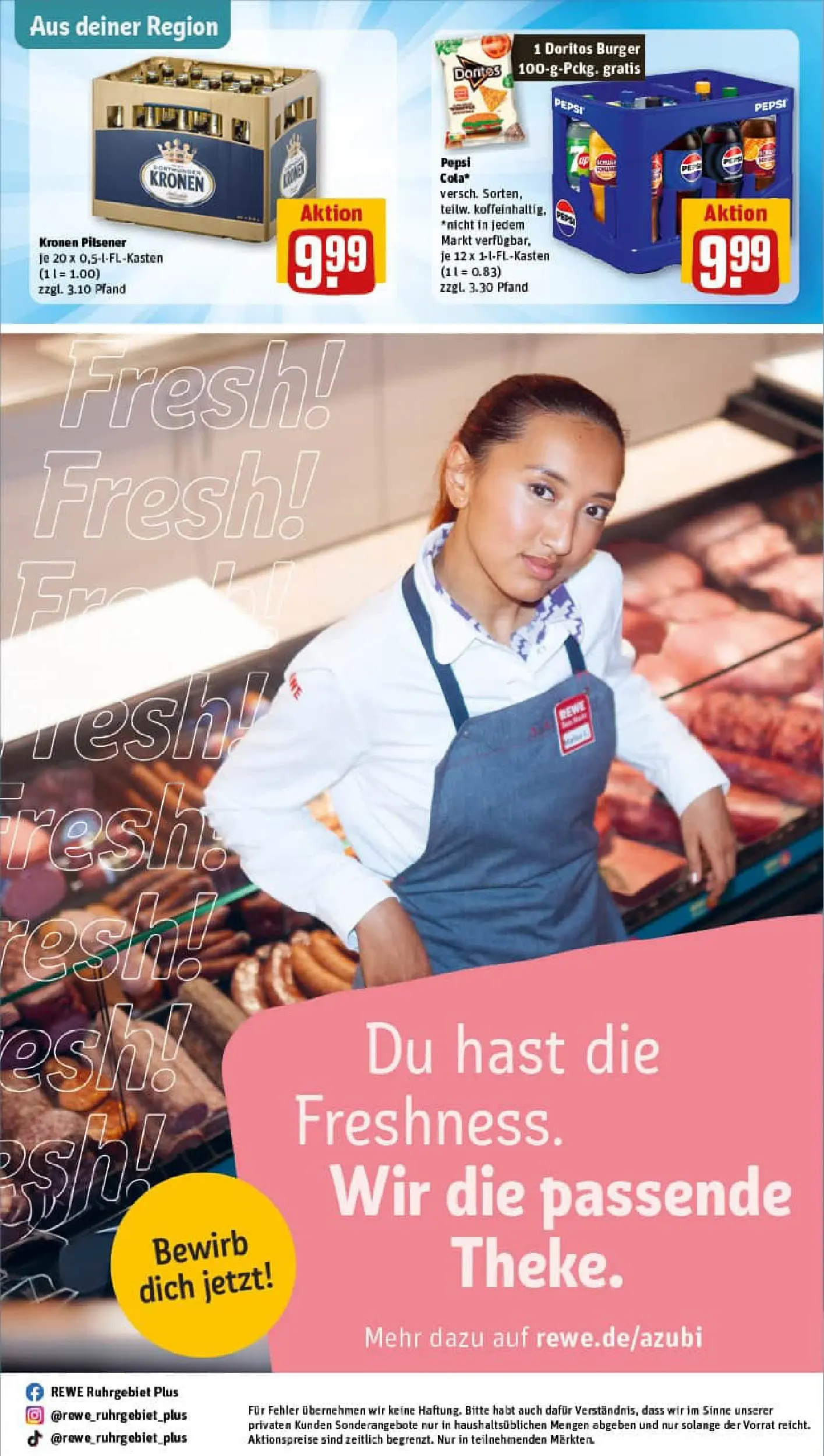 REWE Prospekt ab 02.11.2025 zum Blättern » Angebote | Seite: 34 | Produkte: Cola, Burger, Pepsi