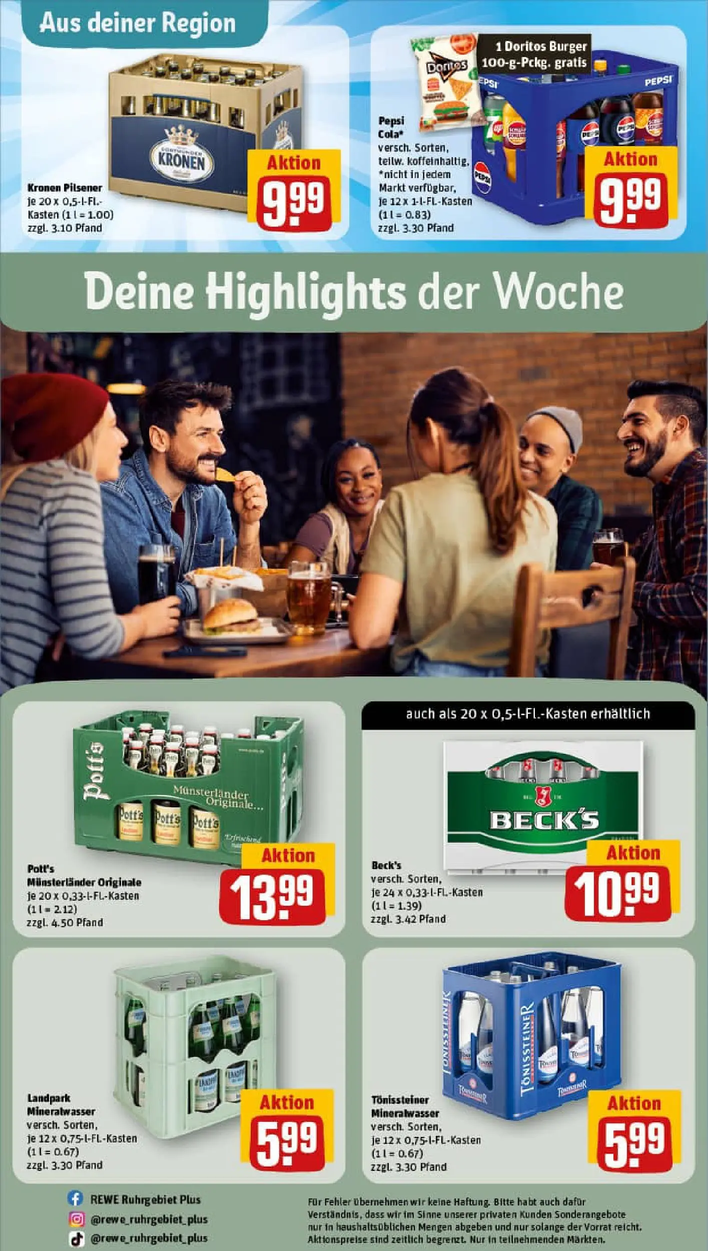 REWE Prospekt ab 02.11.2025 zum Blättern » Angebote | Seite: 32 | Produkte: Cola, Burger, Mineralwasser, Pepsi