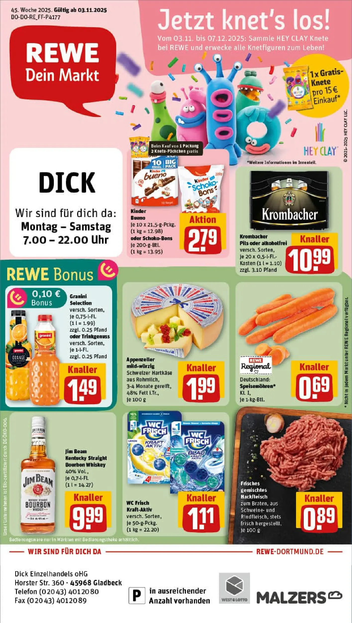REWE Prospekt ab 02.11.2025 zum Blättern » Angebote | Seite: 1 | Produkte: Wc frisch, Bourbon, Uhr, Hackfleisch
