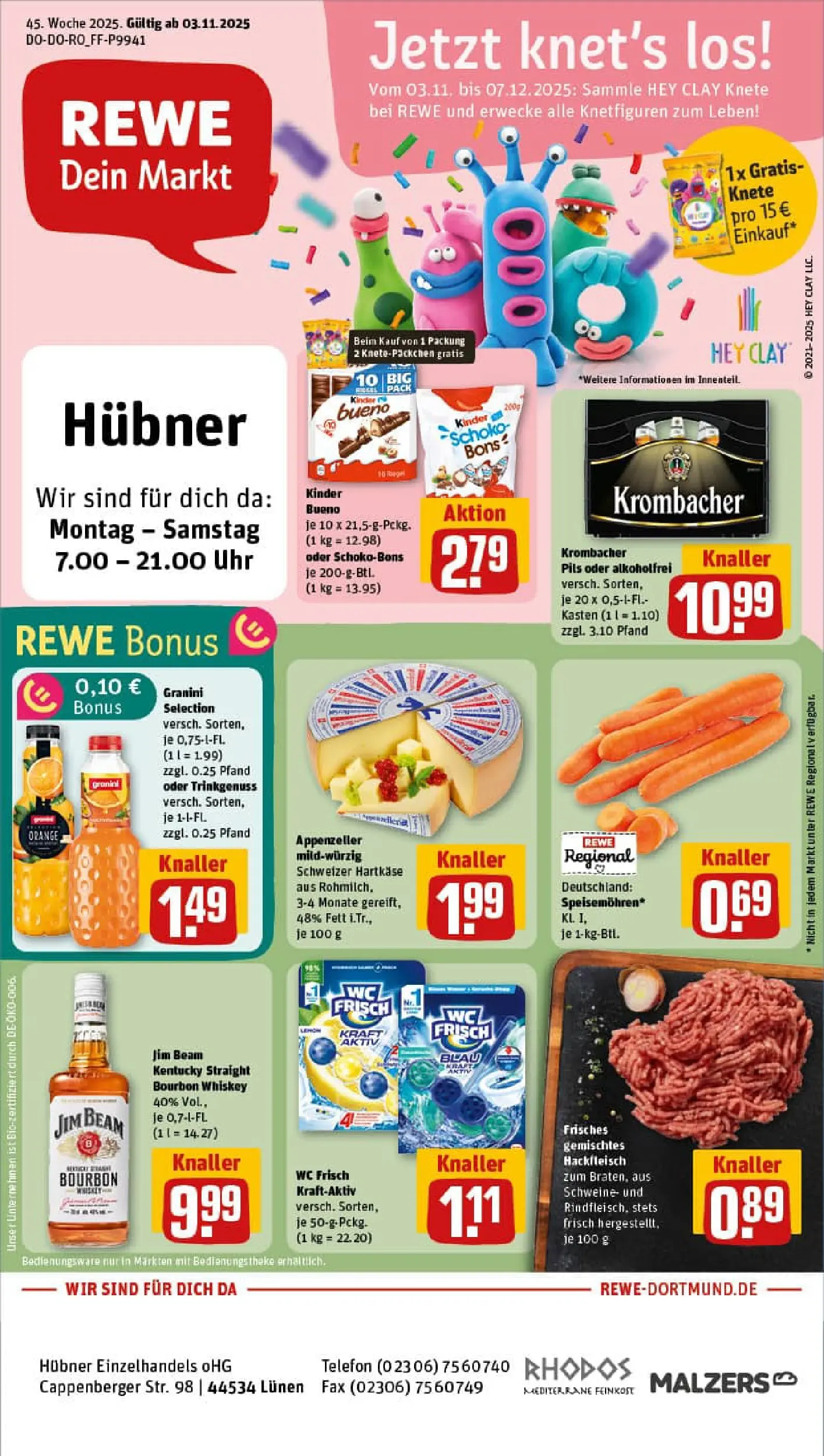 REWE Prospekt ab 02.11.2025 zum Blättern » Angebote | Seite: 1 | Produkte: Jim beam, Krombacher, Bourbon, Whiskey
