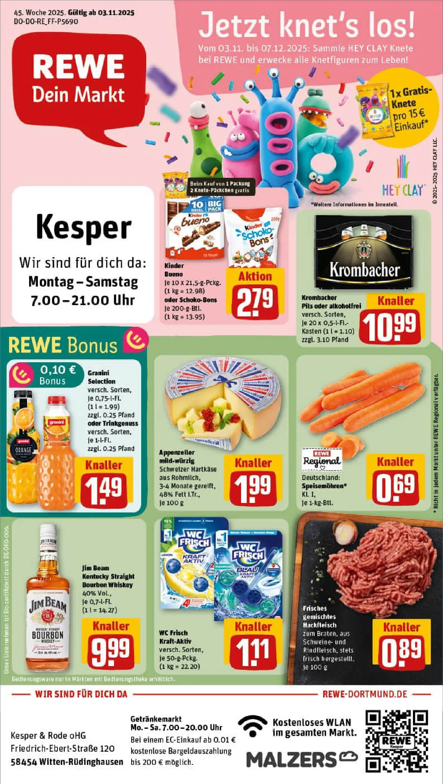 REWE Prospekt ab 02.11.2025 zum Blättern » Angebote | Seite: 1 | Produkte: Jim beam, Wc frisch, Bourbon, Whiskey