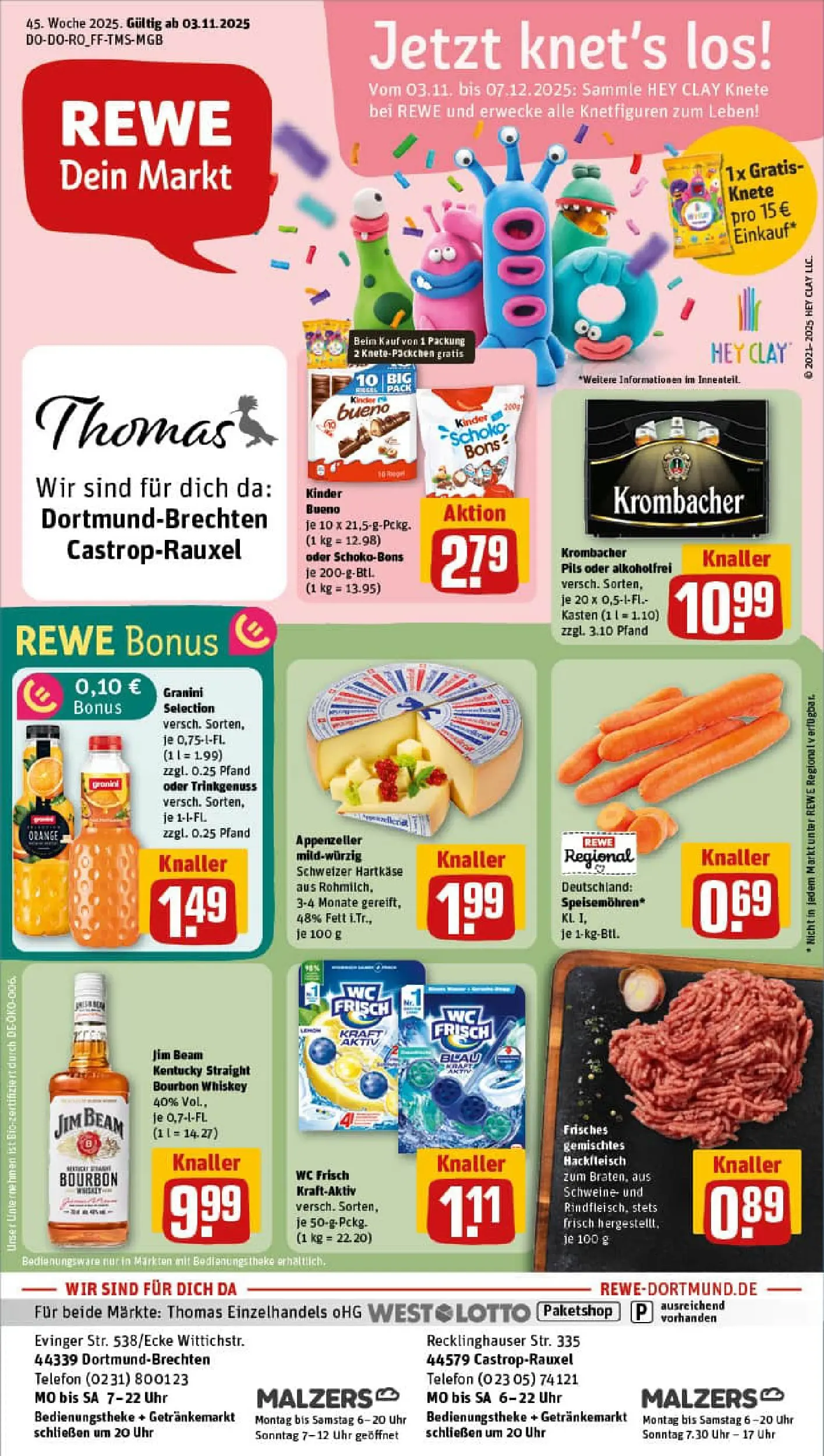 REWE Prospekt ab 02.11.2025 zum Blättern » Angebote | Seite: 1 | Produkte: Jim beam, Theke, Granini, Whiskey
