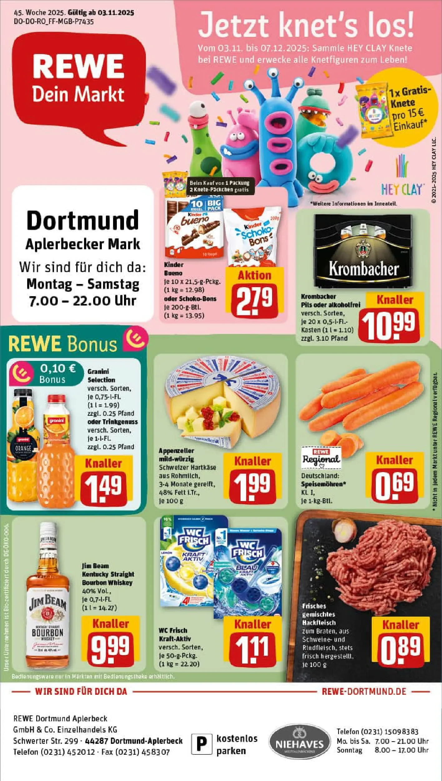 REWE Prospekt ab 03.11.2025 zum Blättern » Angebote | Seite: 1 | Produkte: Pils, Granini, Whiskey, Uhr