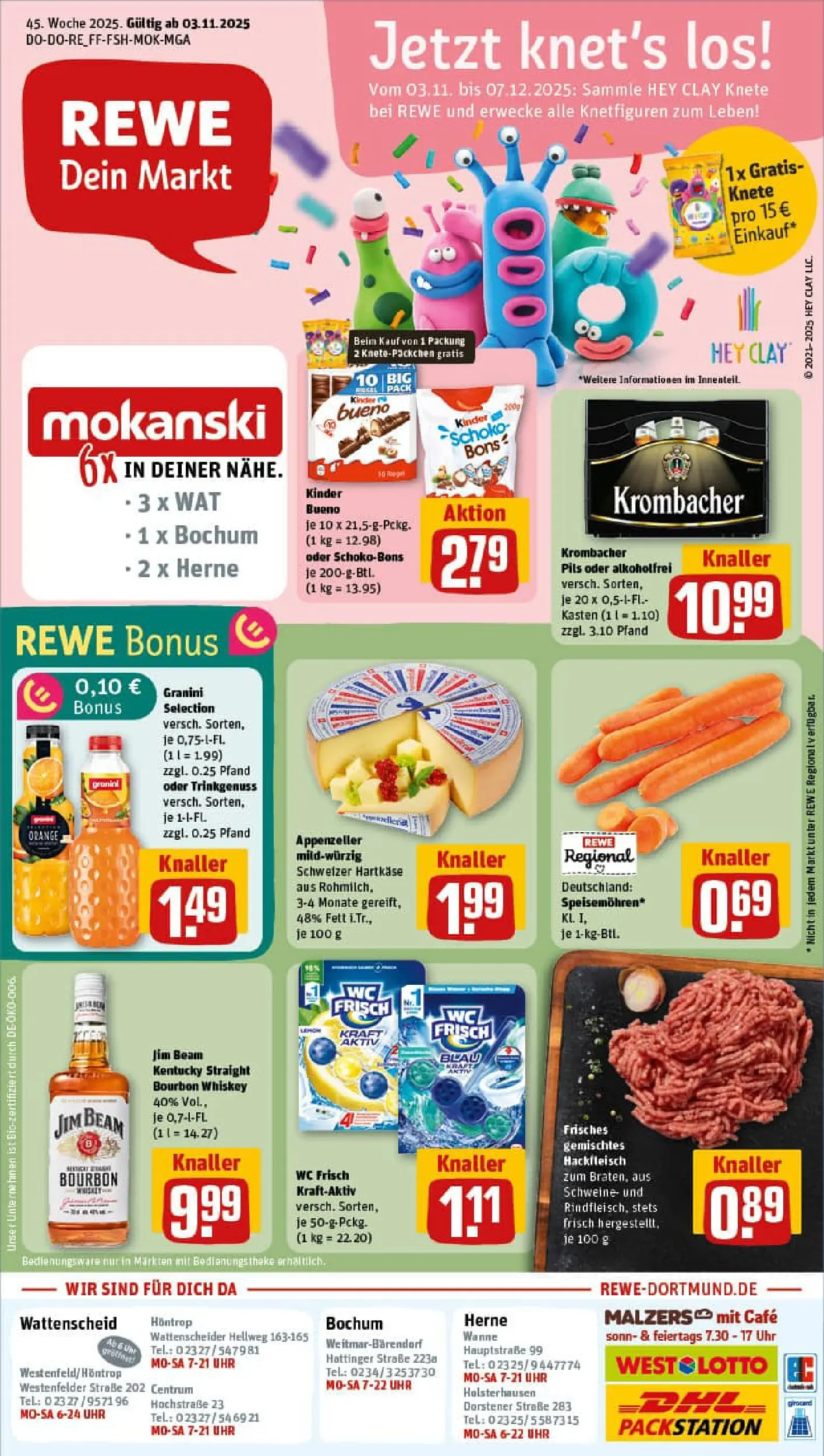REWE Prospekt ab 02.11.2025 zum Blättern » Angebote | Seite: 1 | Produkte: Pils, Granini, Bourbon, Hackfleisch
