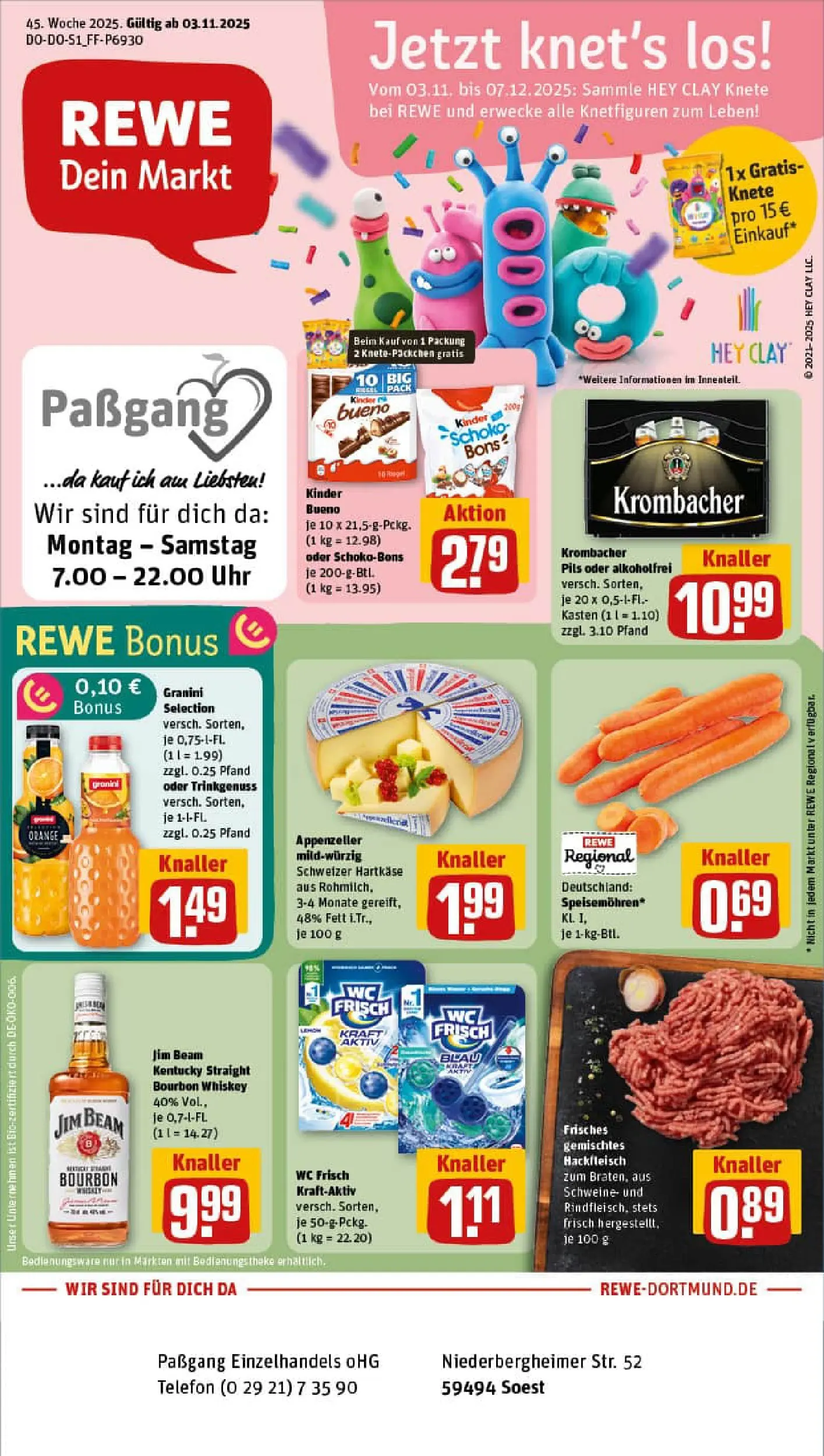 REWE Prospekt ab 02.11.2025 zum Blättern » Angebote | Seite: 1 | Produkte: Jim beam, Kinder bueno, Whiskey, Uhr