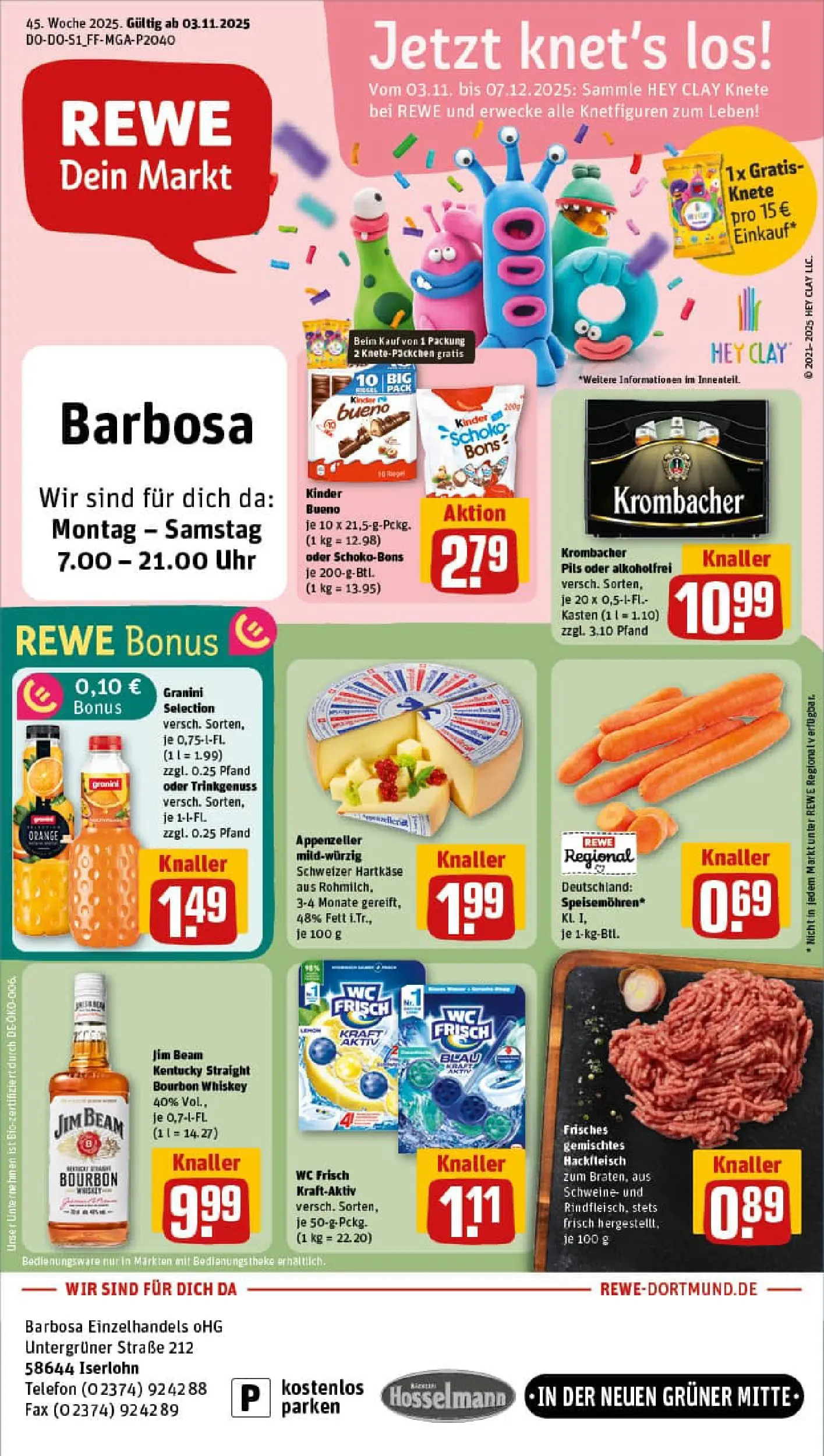 REWE Prospekt ab 02.11.2025 zum Blättern » Angebote | Seite: 1 | Produkte: Pils, Wc frisch, Granini, Telefon
