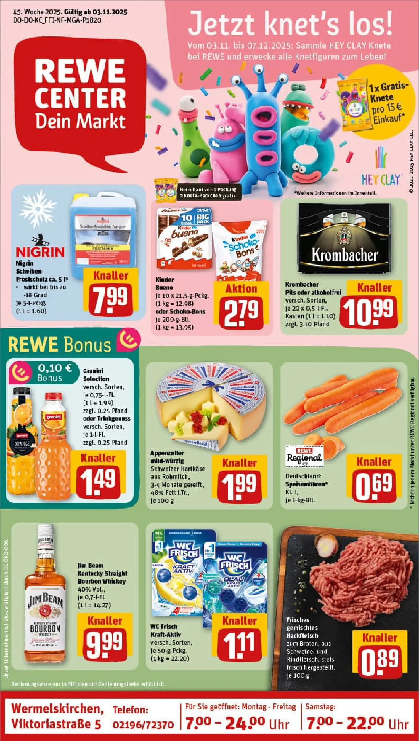 REWE Prospekt ab 02.11.2025 zum Blättern » Angebote | Seite: 1 | Produkte: Jim beam, Wc frisch, Telefon, Uhr