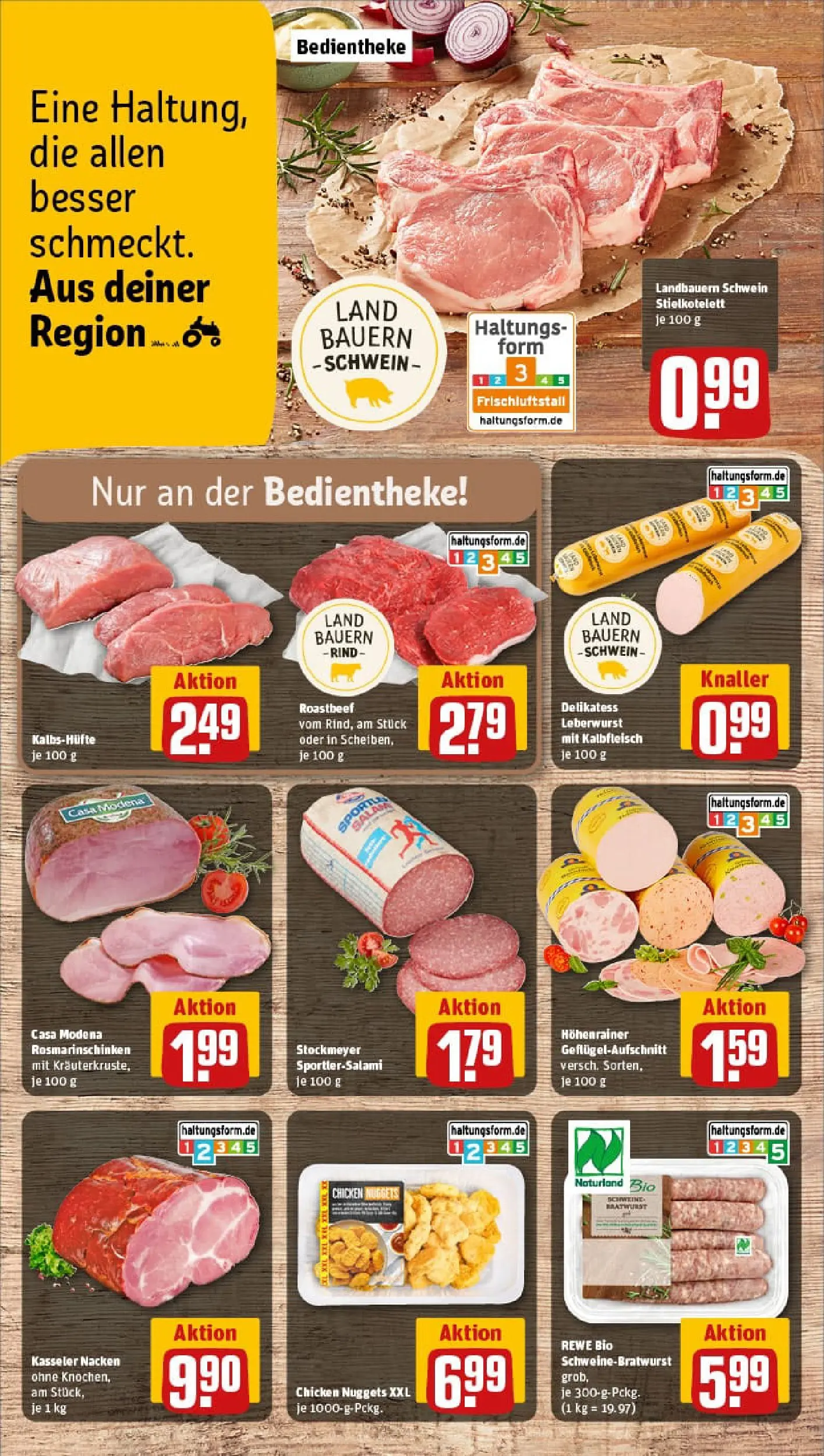 REWE Prospekt ab 02.11.2025 zum Blättern » Angebote | Seite: 10 | Produkte: Bratwurst, Roastbeef, Kasseler nacken, Salami