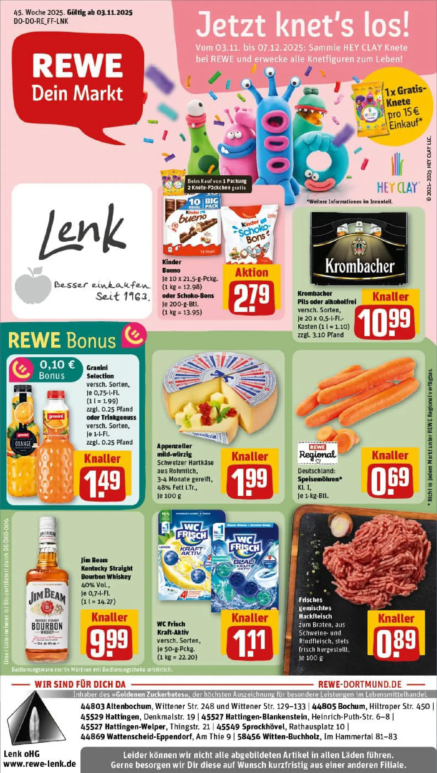 REWE Prospekt ab 02.11.2025 zum Blättern » Angebote | Seite: 1 | Produkte: Jim beam, Pils, Granini, Whiskey