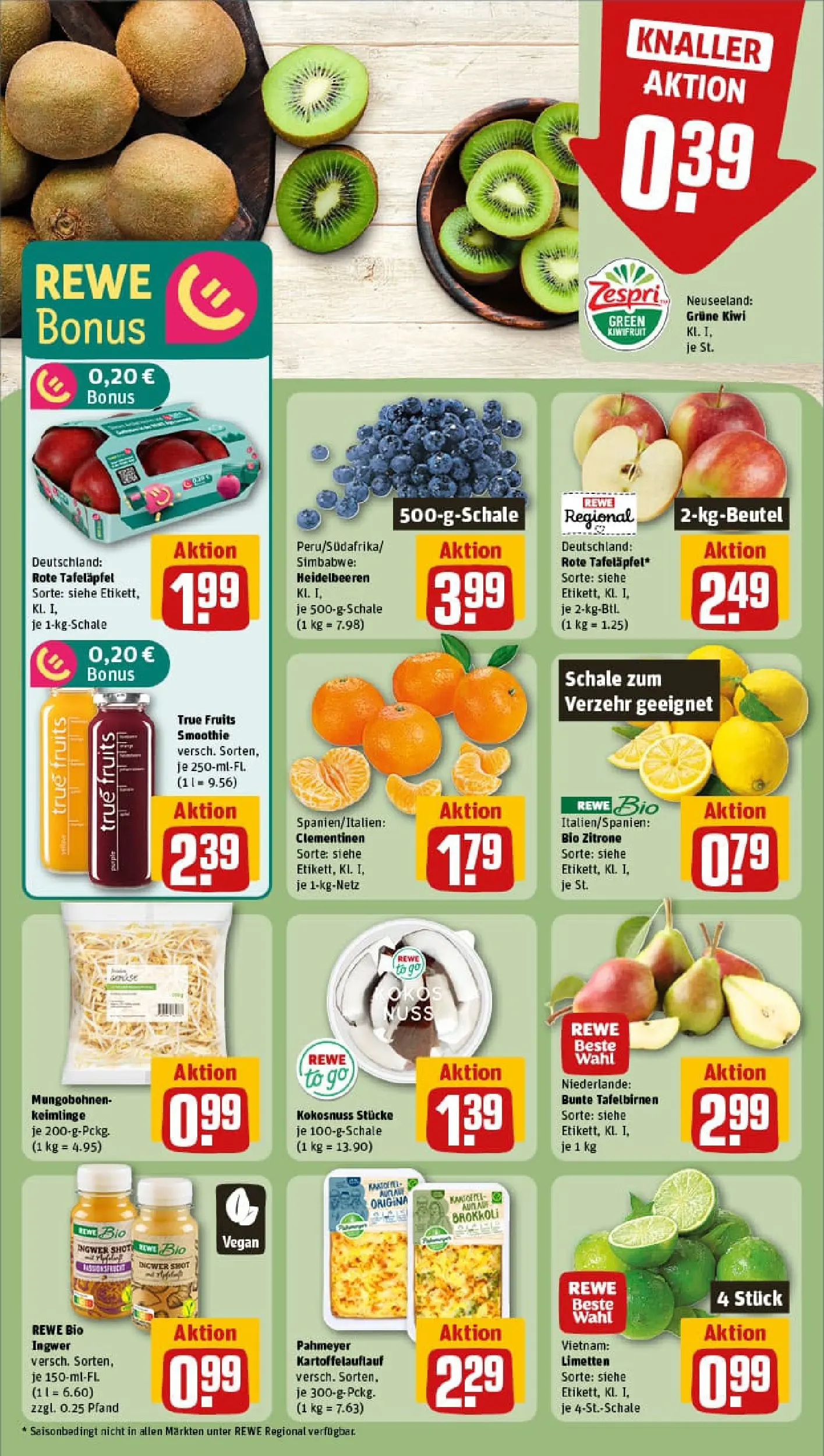 REWE Prospekt ab 03.11.2025 zum Blättern » Angebote | Seite: 6 | Produkte: Heidelbeeren, Brokkoli, Zitrone, Kiwi