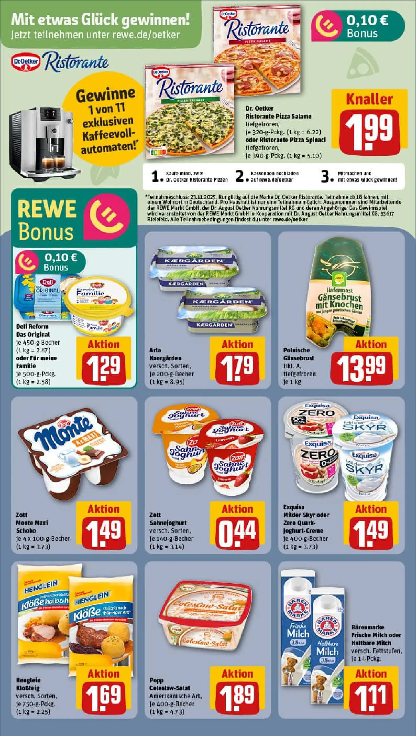 REWE Prospekt ab 03.11.2025 zum Blättern » Angebote | Seite: 10 | Produkte: Ristorante, Haltbare milch, Creme, Skyr