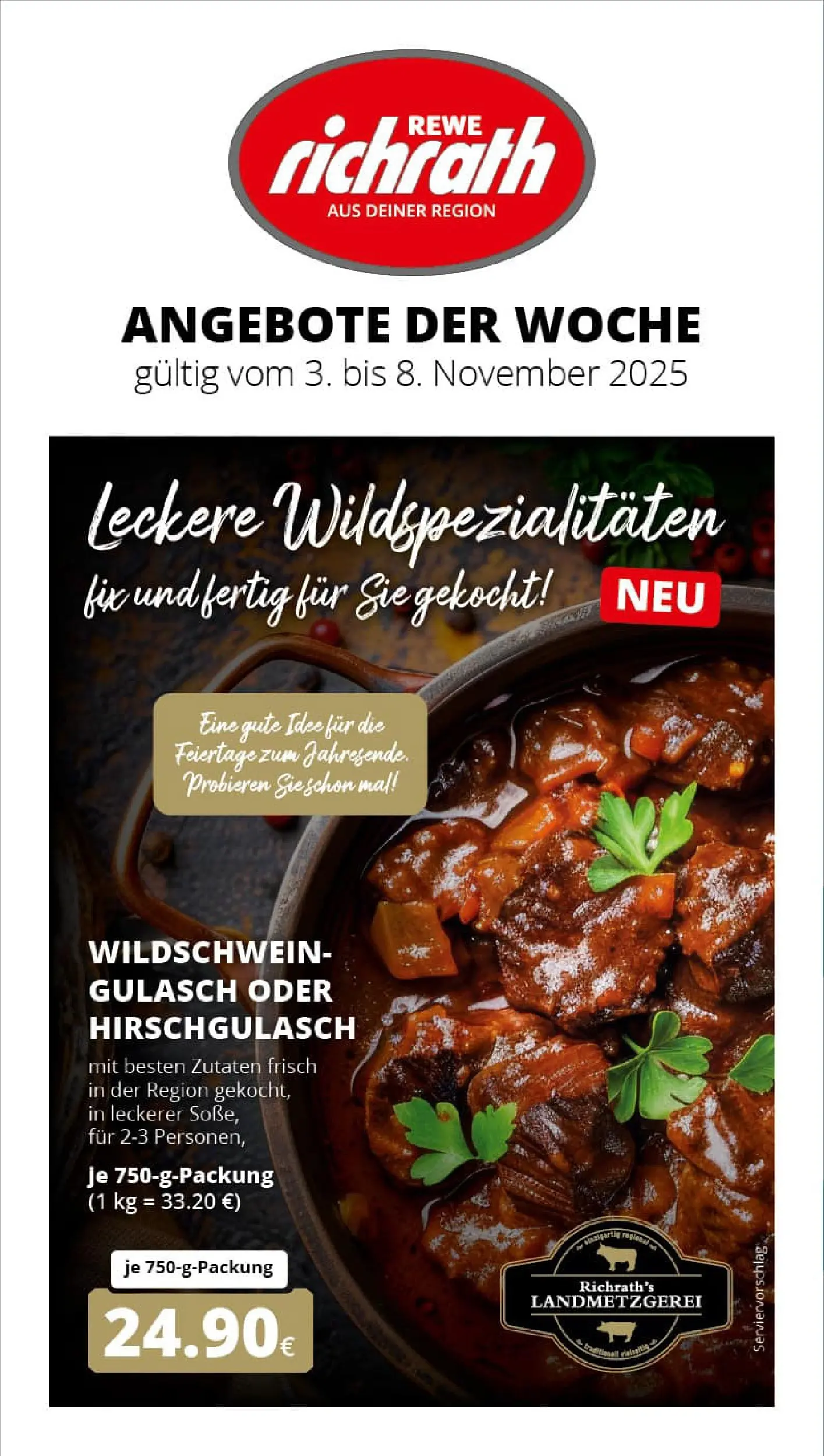 REWE Prospekt ab 03.11.2025 zum Blättern » Angebote | Seite: 1 | Produkte: Gulasch