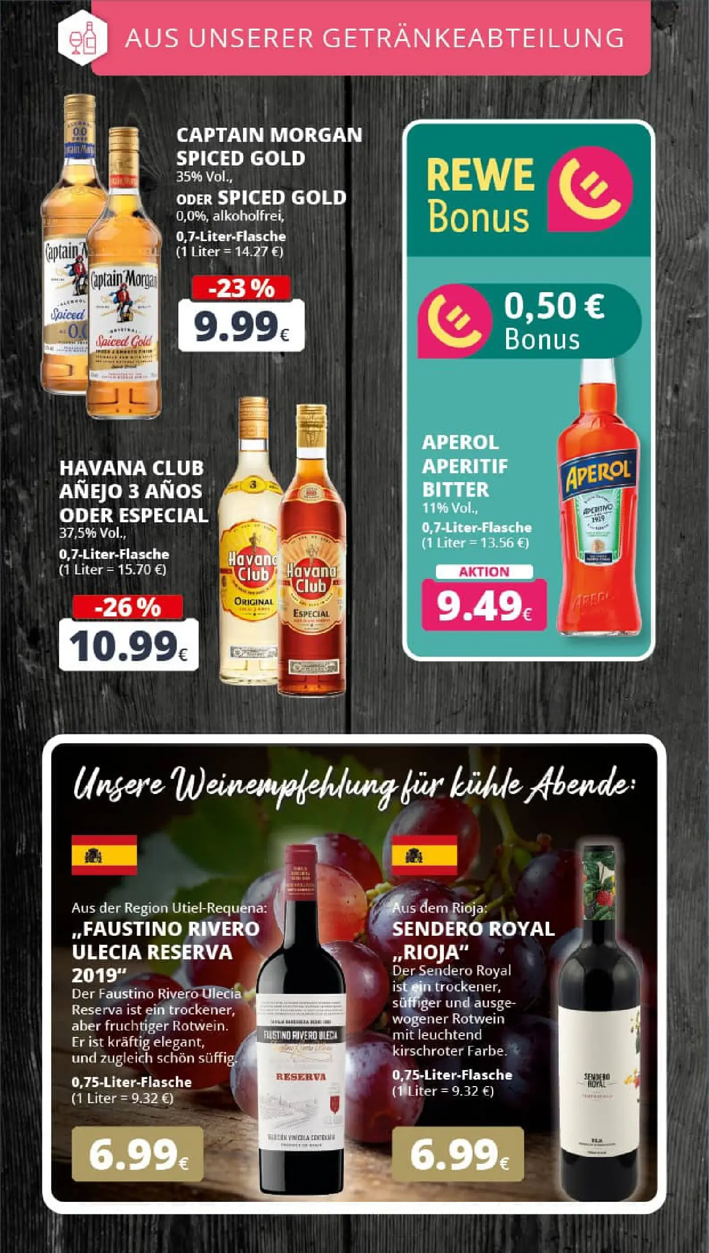 REWE Prospekt ab 03.11.2025 zum Blättern » Angebote | Seite: 20 | Produkte: Havana club, Rotwein, Captain morgan, Aperol