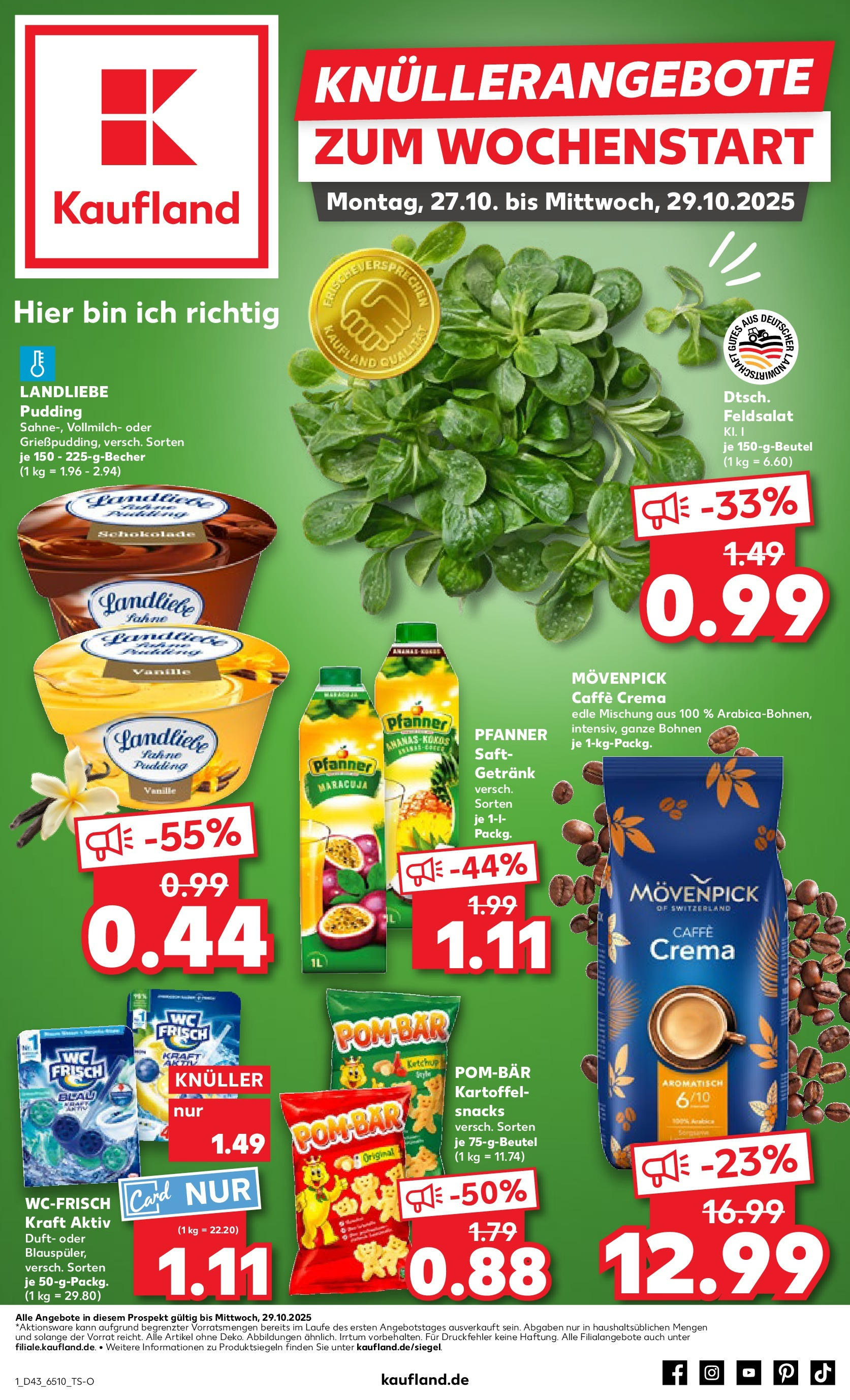 Prospekt Kaufland ab 27.10.2025 » Angebote Online zum Blättern | Seite: 1 | Produkte: Schokolade, POM-BÄR, Saft, Ketchup