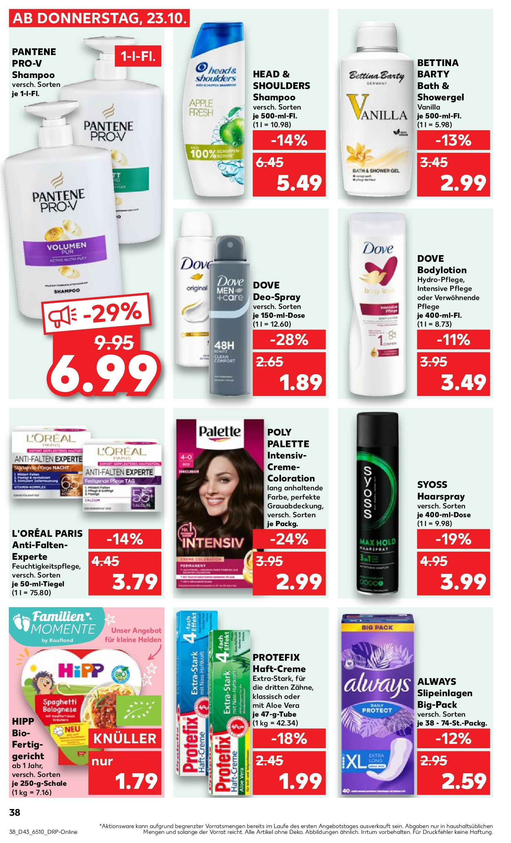 Prospekt Kaufland ab 27.10.2025 » Angebote Online zum Blättern | Seite: 38 | Produkte: Shampoo, Haarspray, Shower Gel, Deospray