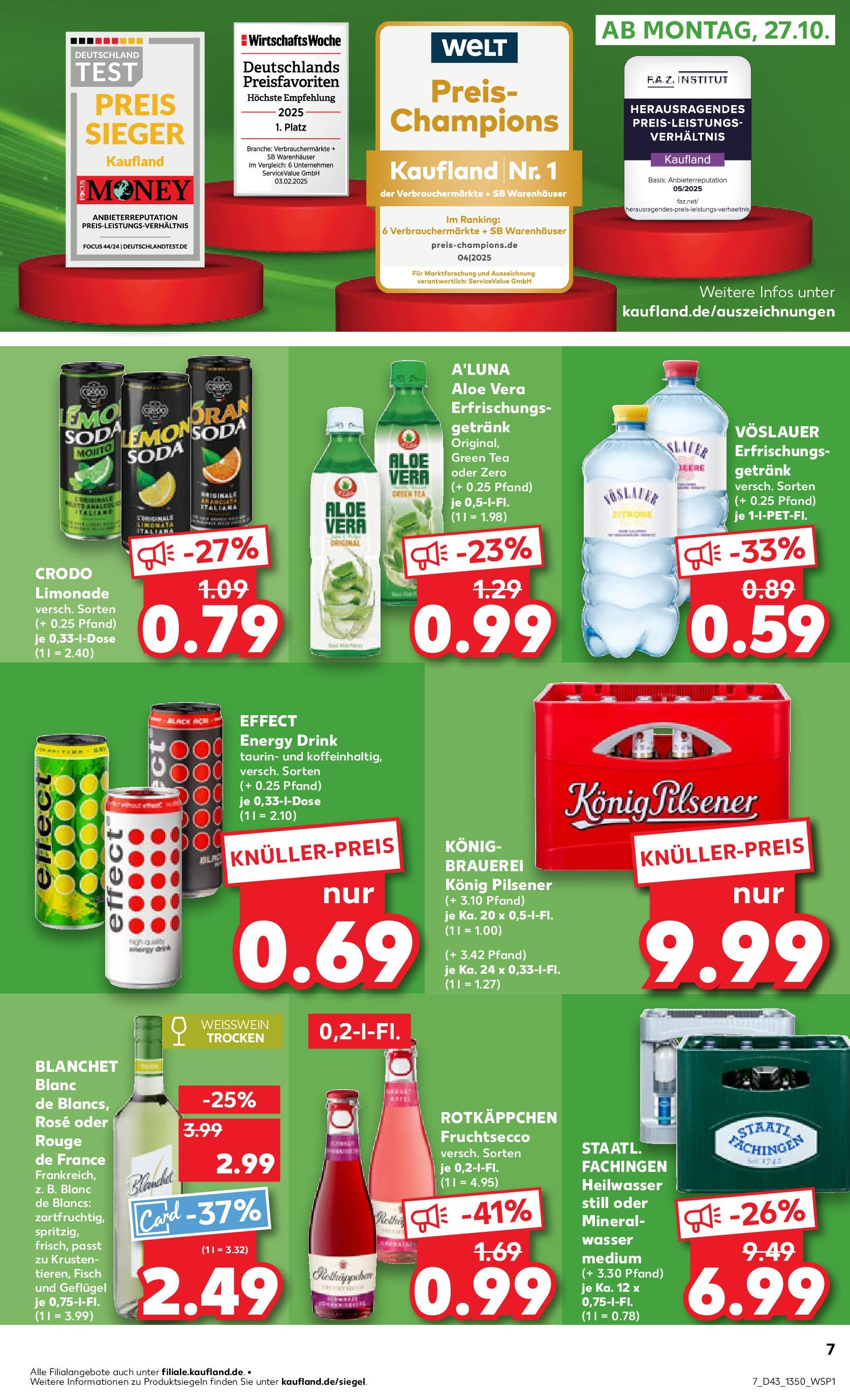 Prospekt Kaufland ab 27.10.2025 » Angebote Online zum Blättern | Seite: 7 | Produkte: Weißwein, Rouge, Fisch, Rotkäppchen