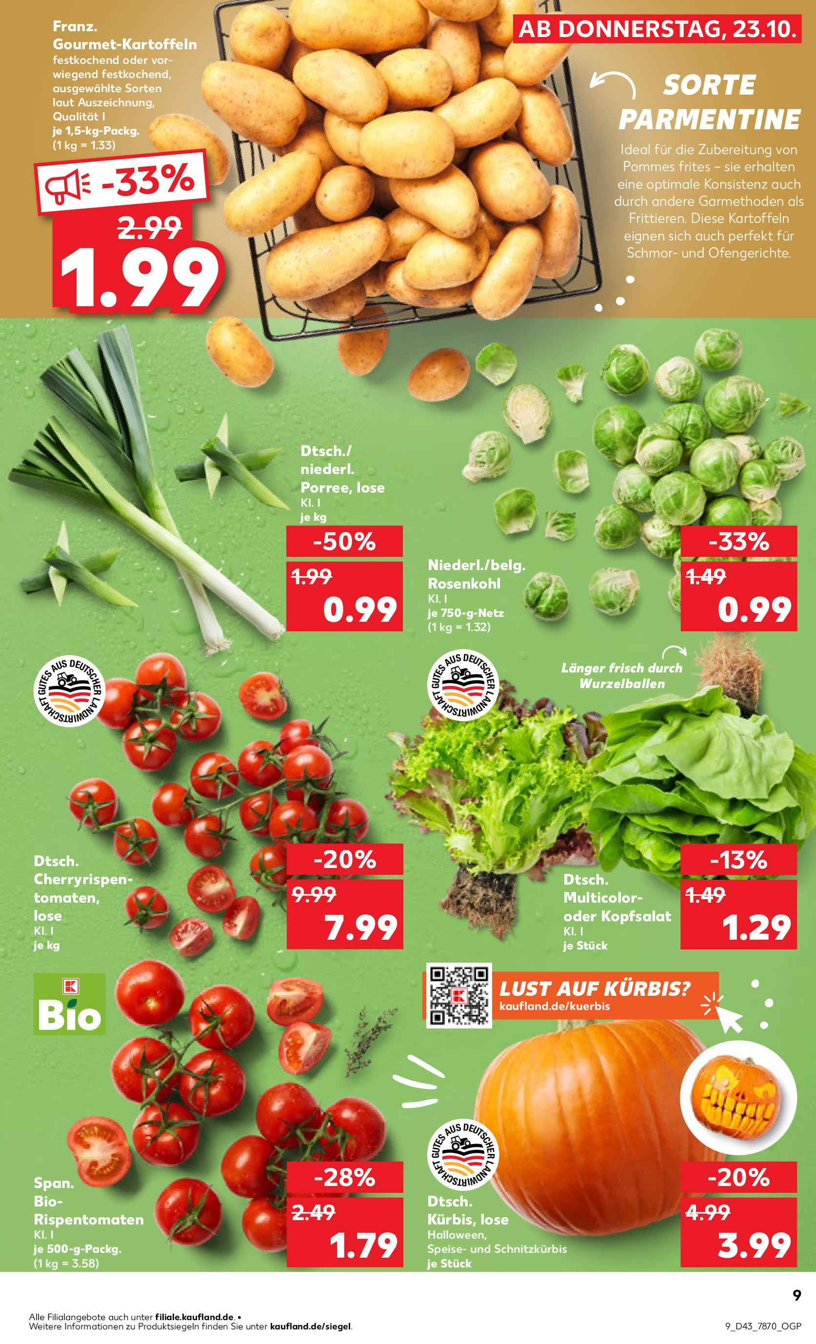 Prospekt Kaufland ab 27.10.2025 » Angebote Online zum Blättern | Seite: 9 | Produkte: Pommes, Pommes frites, Kartoffeln, Kürbis