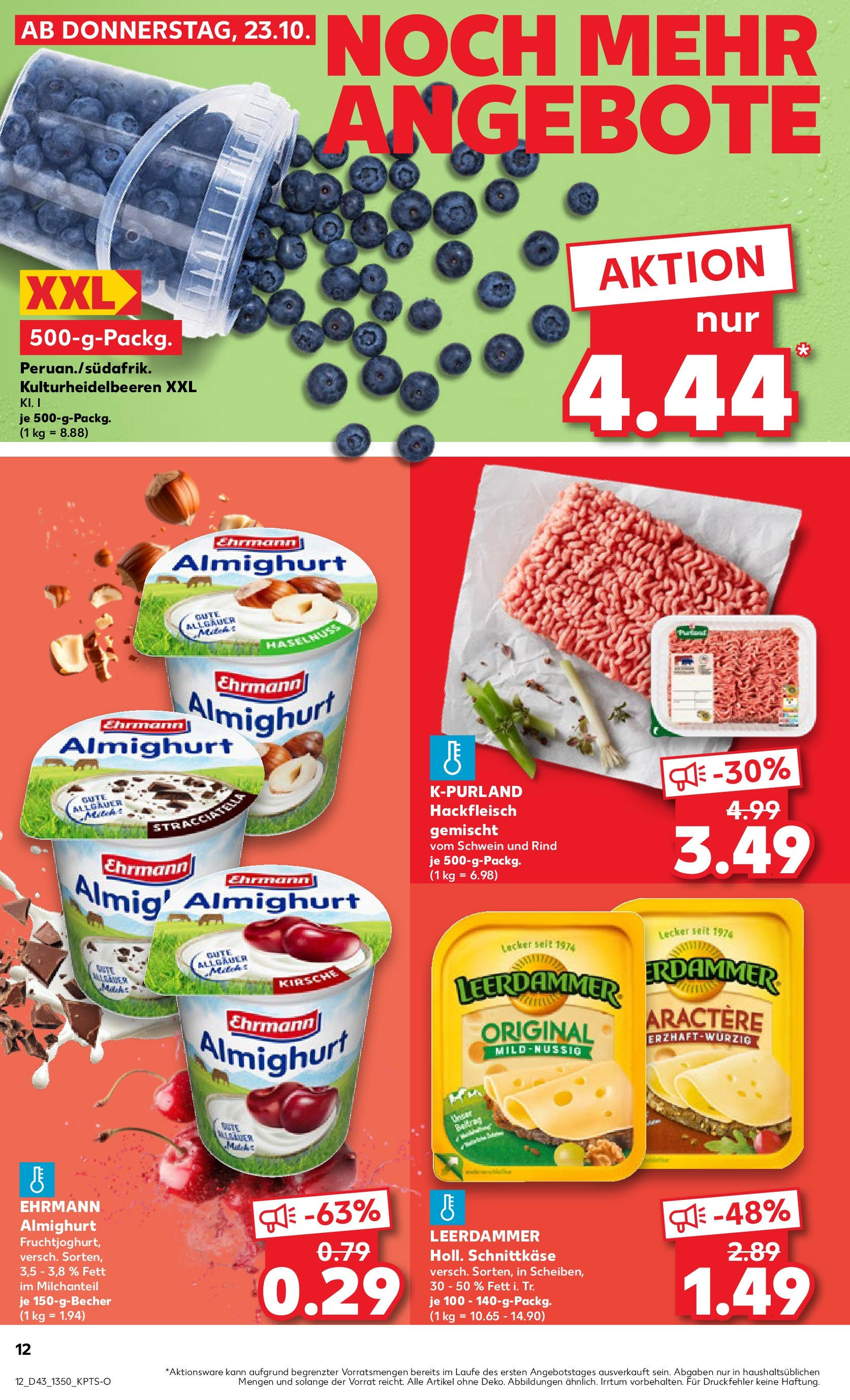 Prospekt Kaufland ab 27.10.2025 » Angebote Online zum Blättern | Seite: 12 | Produkte: Ehrmann almighurt, Leerdammer, Hackfleisch