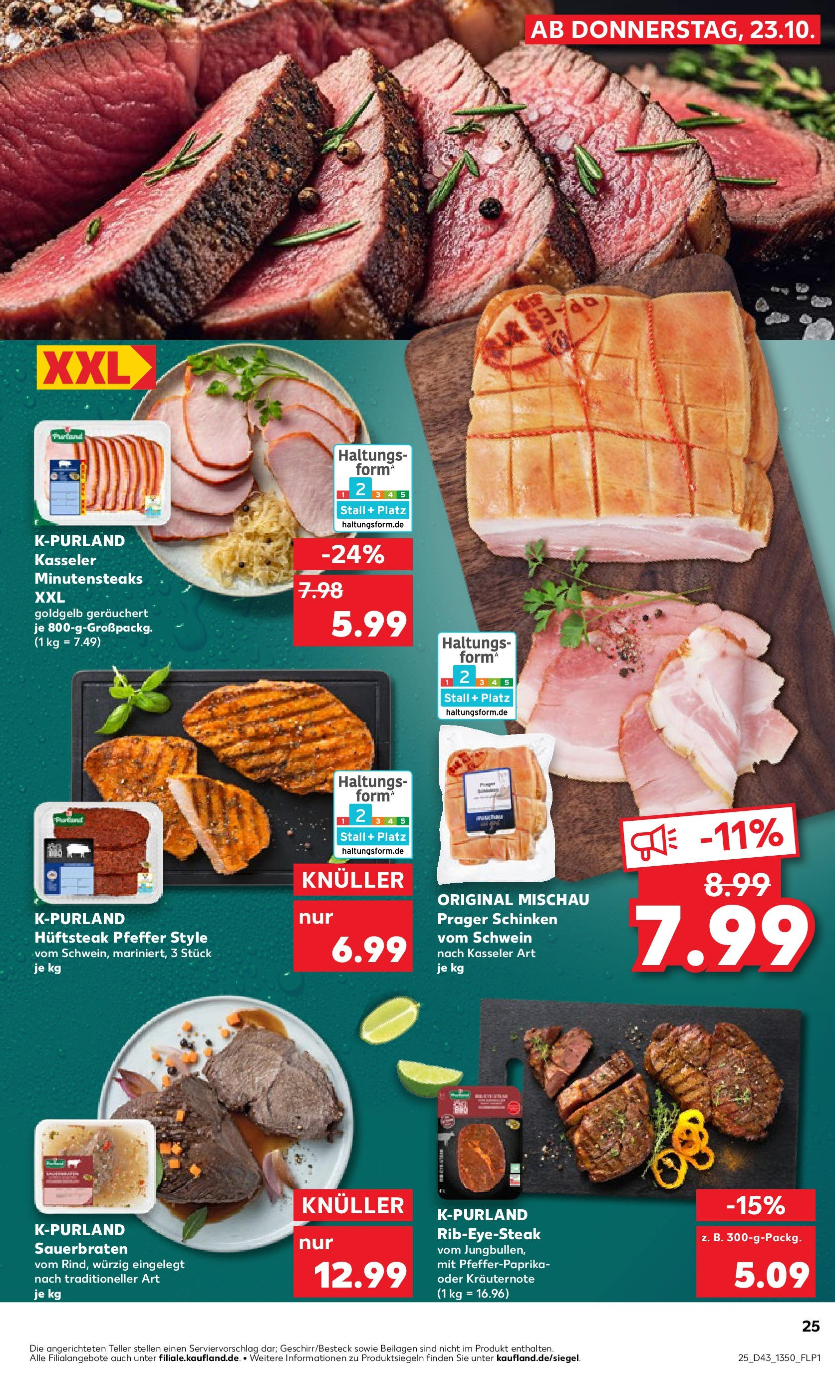 Prospekt Kaufland ab 27.10.2025 » Angebote Online zum Blättern | Seite: 25 | Produkte: Pfeffer, Schinken, Steak