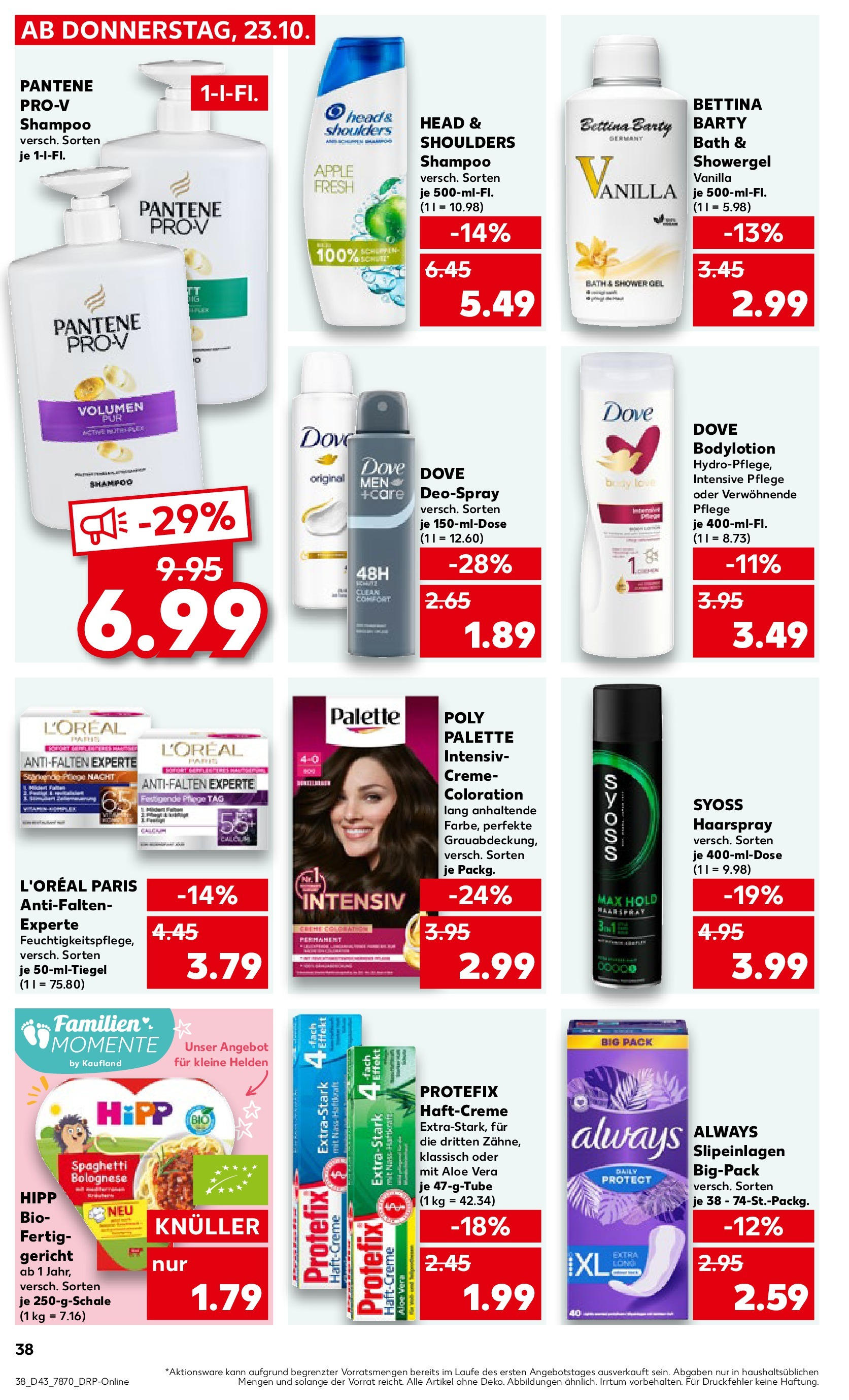Prospekt Kaufland ab 27.10.2025 » Angebote Online zum Blättern | Seite: 38 | Produkte: Head & shoulders, Shampoo, Haarspray, Deospray