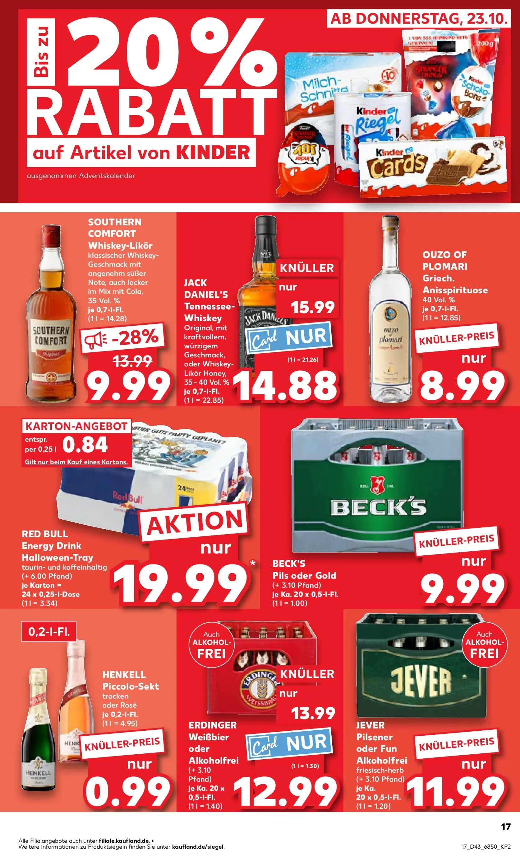 Prospekt Kaufland ab 27.10.2025 » Angebote Online zum Blättern | Seite: 17 | Produkte: Weißbier, Likör, Pils, Jack Daniel's