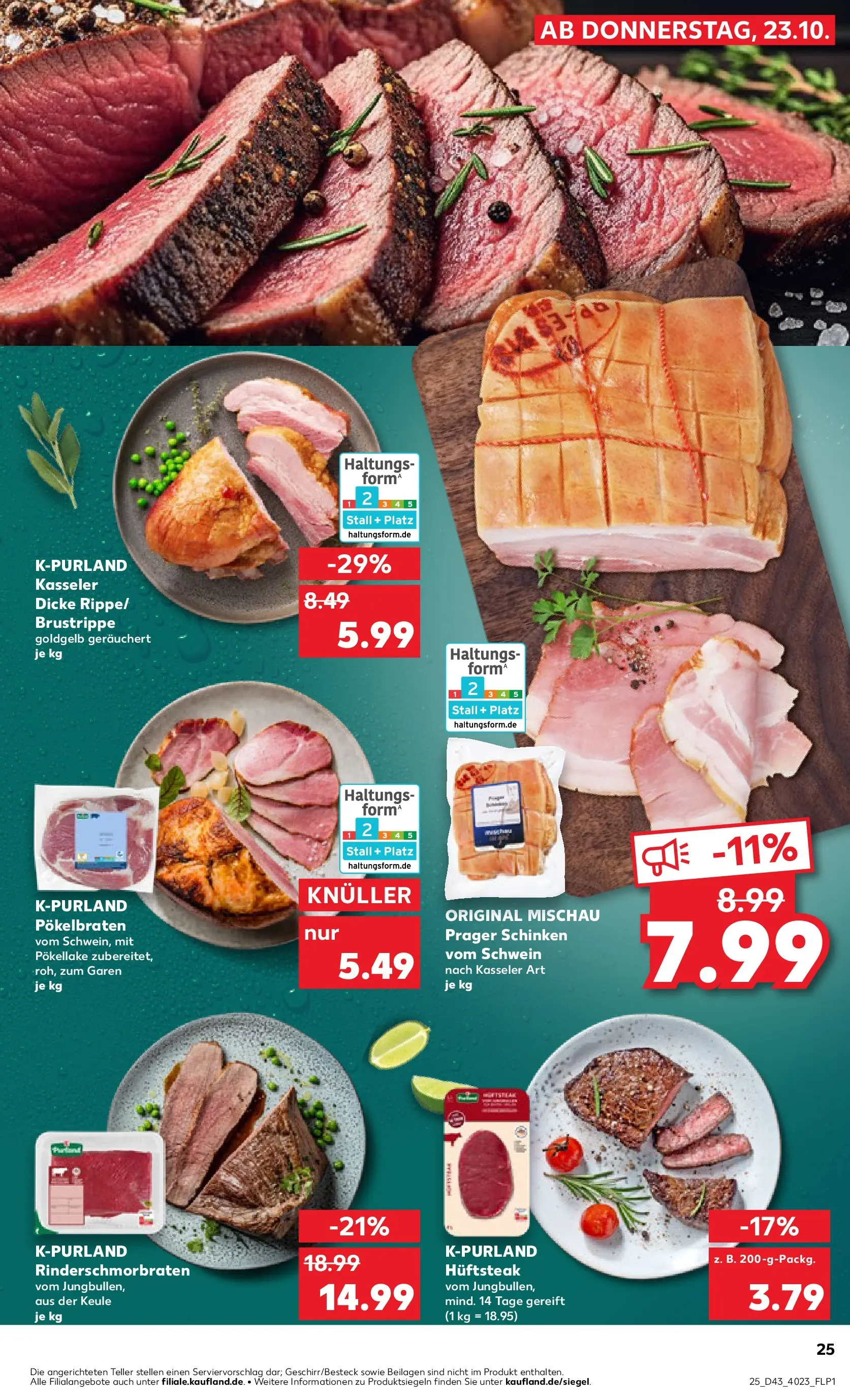 Prospekt Kaufland ab 27.10.2025 » Angebote Online zum Blättern | Seite: 25 | Produkte: Schinken, Steak