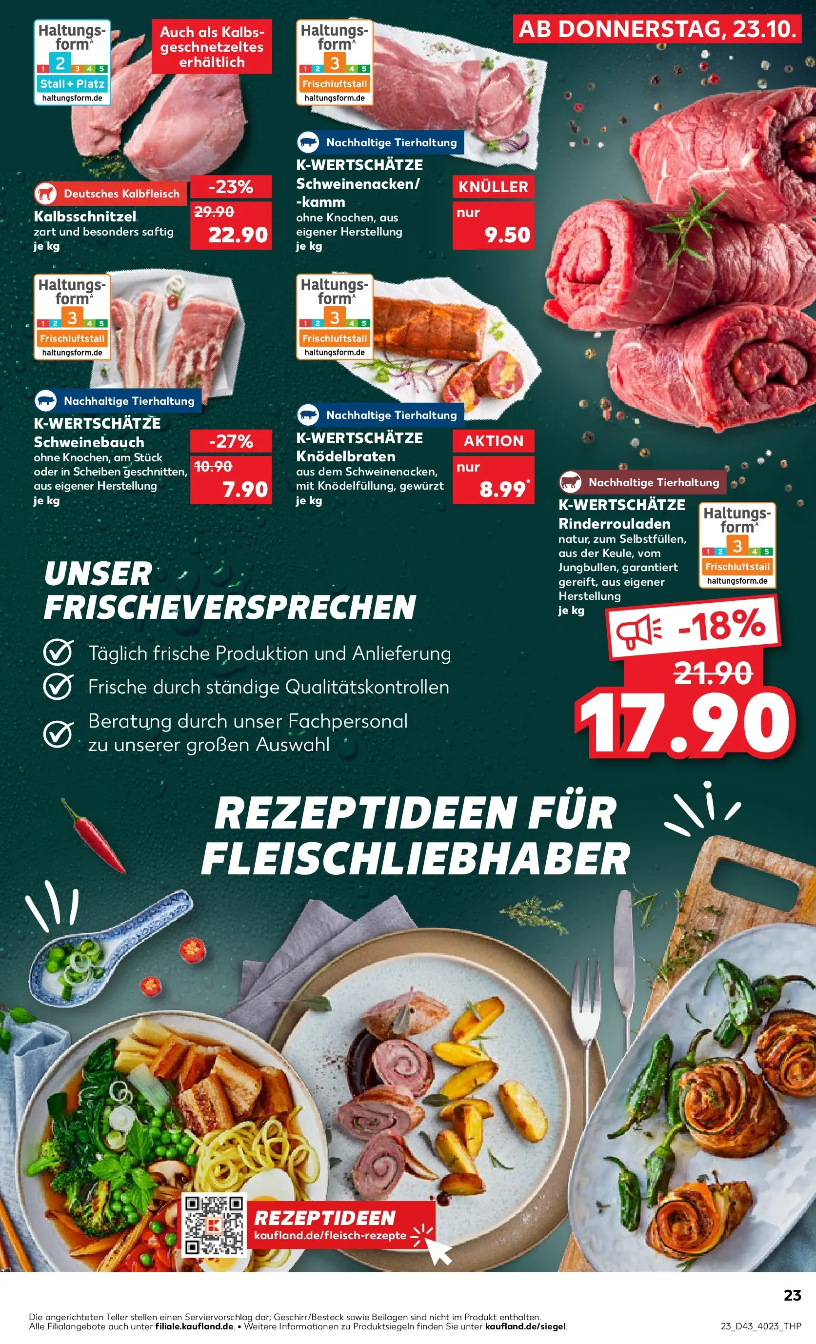 Prospekt Kaufland ab 27.10.2025 » Angebote Online zum Blättern | Seite: 23 | Produkte: Rinderrouladen, Schweinebauch
