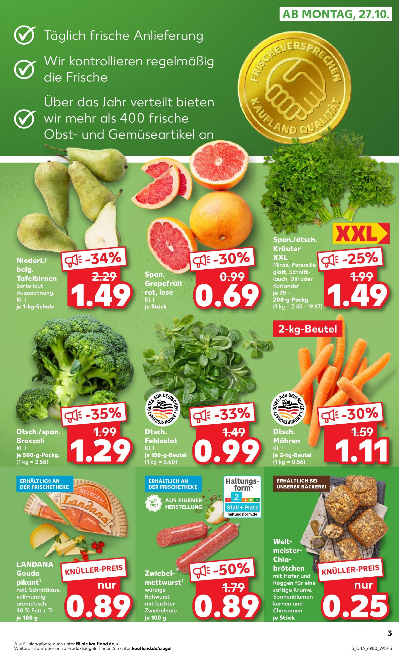 Prospekt Kaufland ab 27.10.2025 » Angebote Online zum Blättern | Seite: 3 | Produkte: Mohren, Grapefruit, Obst, Petersilie