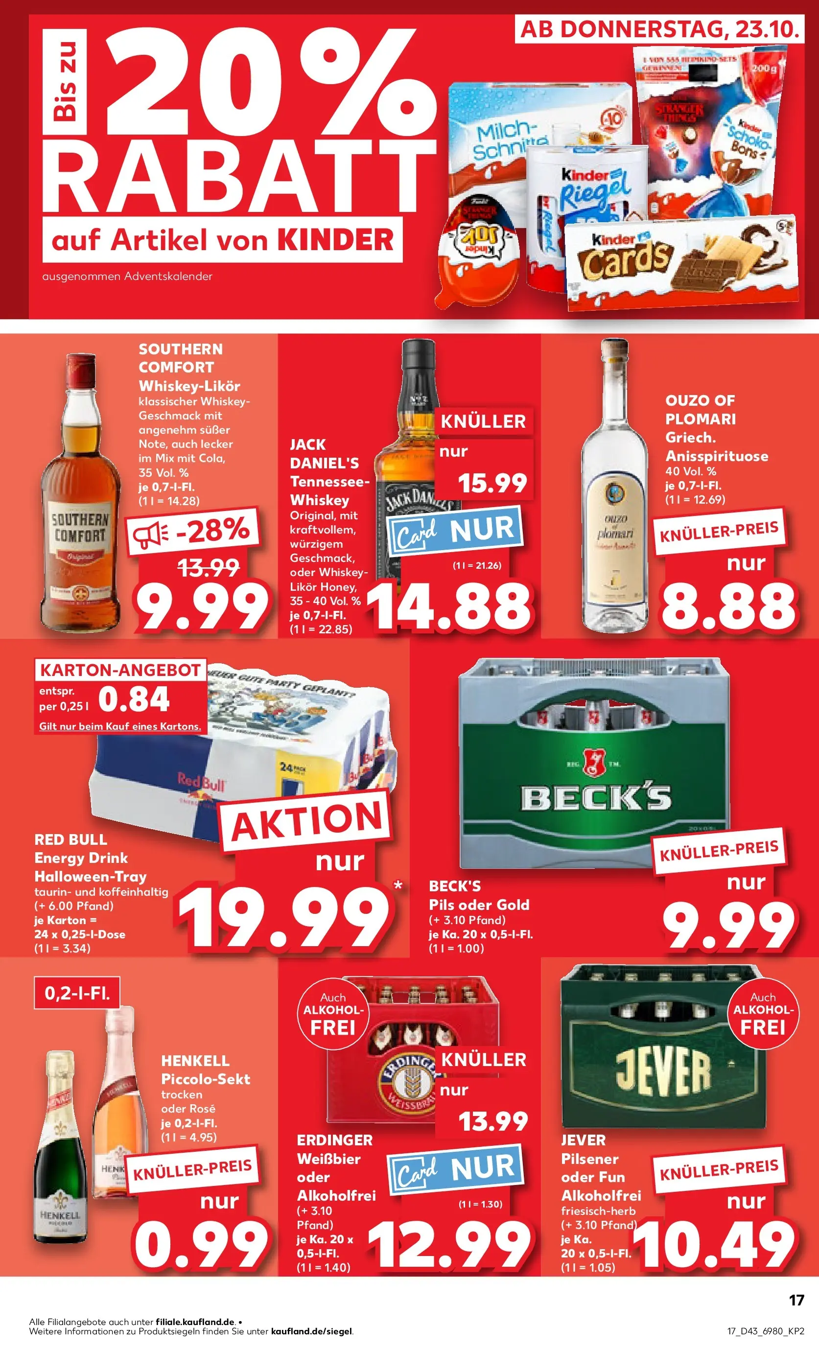 Prospekt Kaufland ab 27.10.2025 » Angebote Online zum Blättern | Seite: 17 | Produkte: Red bull, Ouzo, Weißbier, Likör