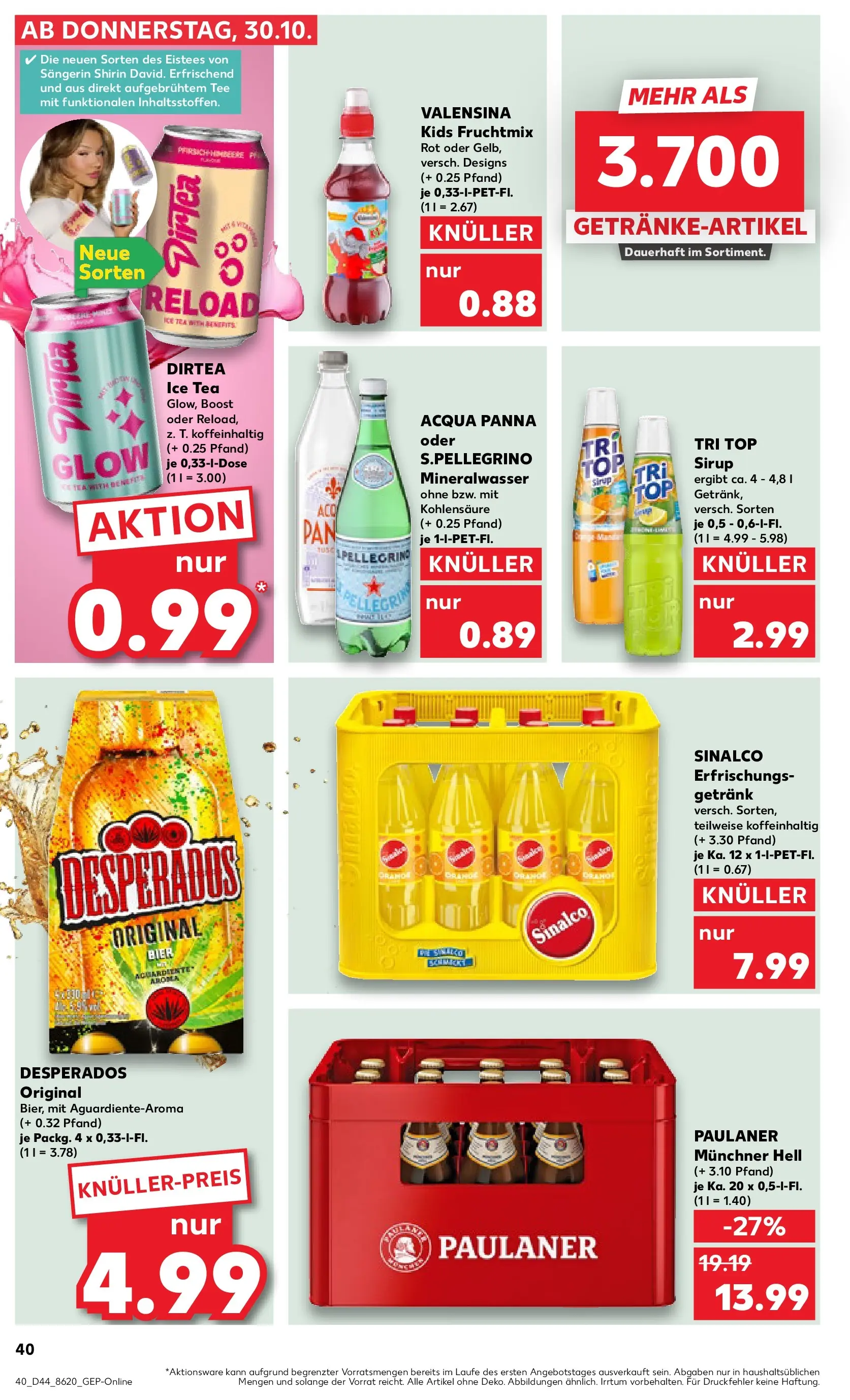 Prospekt Kaufland ab 29.10.2025 » Angebote Online zum Blättern | Seite: 40 | Produkte: Sinalco, Bier, Desperados, Paulaner