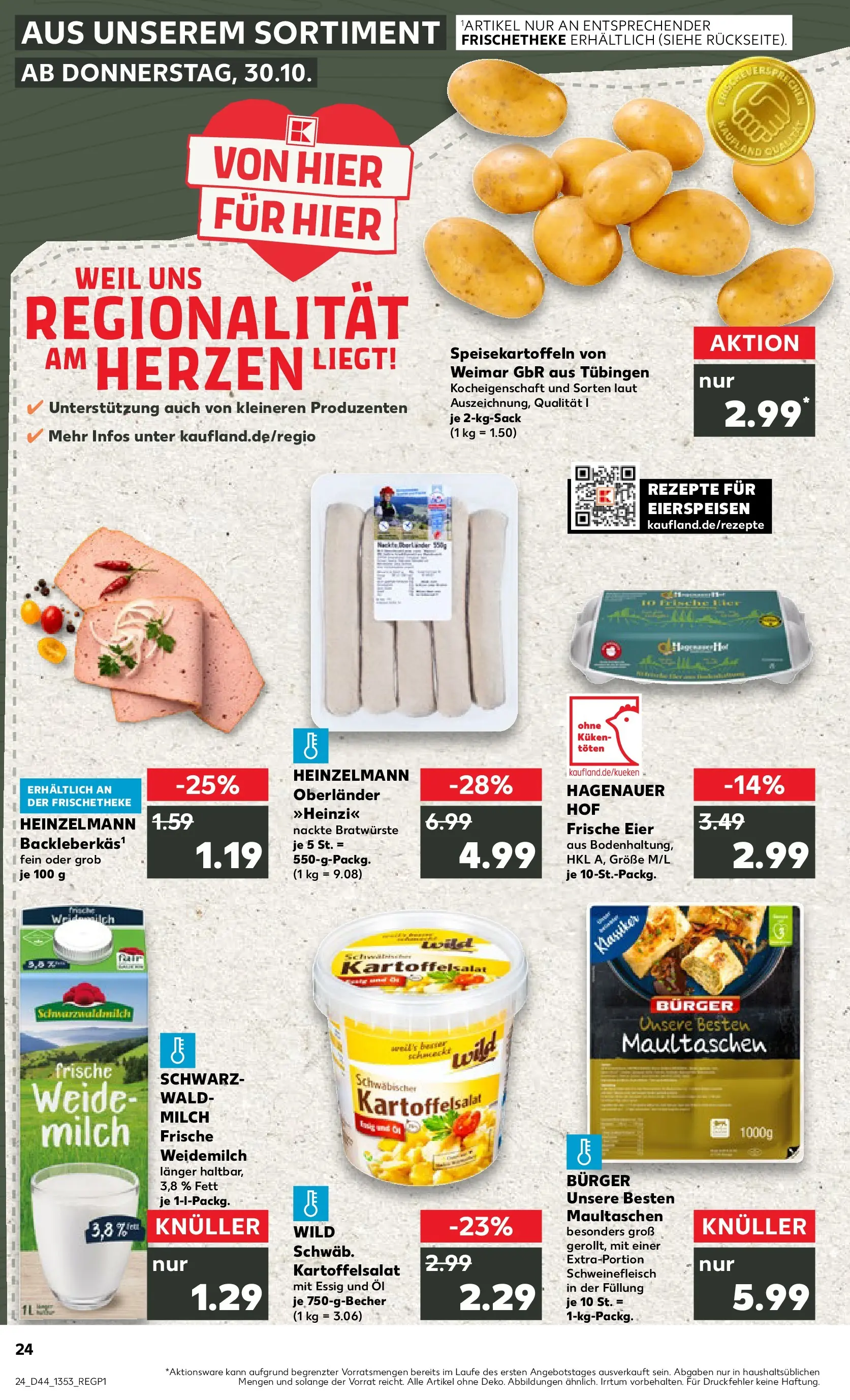 Prospekt Kaufland ab 29.10.2025 » Angebote und Werbung Online | Seite: 24 | Produkte: Milch, Essig, Schweinefleisch, Maultaschen Prospekt Kaufland ab 29.10.2025 » Angebote Online zum Blättern | Seite: 24 | Produkte: Milch, Essig, Schweinefleisch, Maultaschen