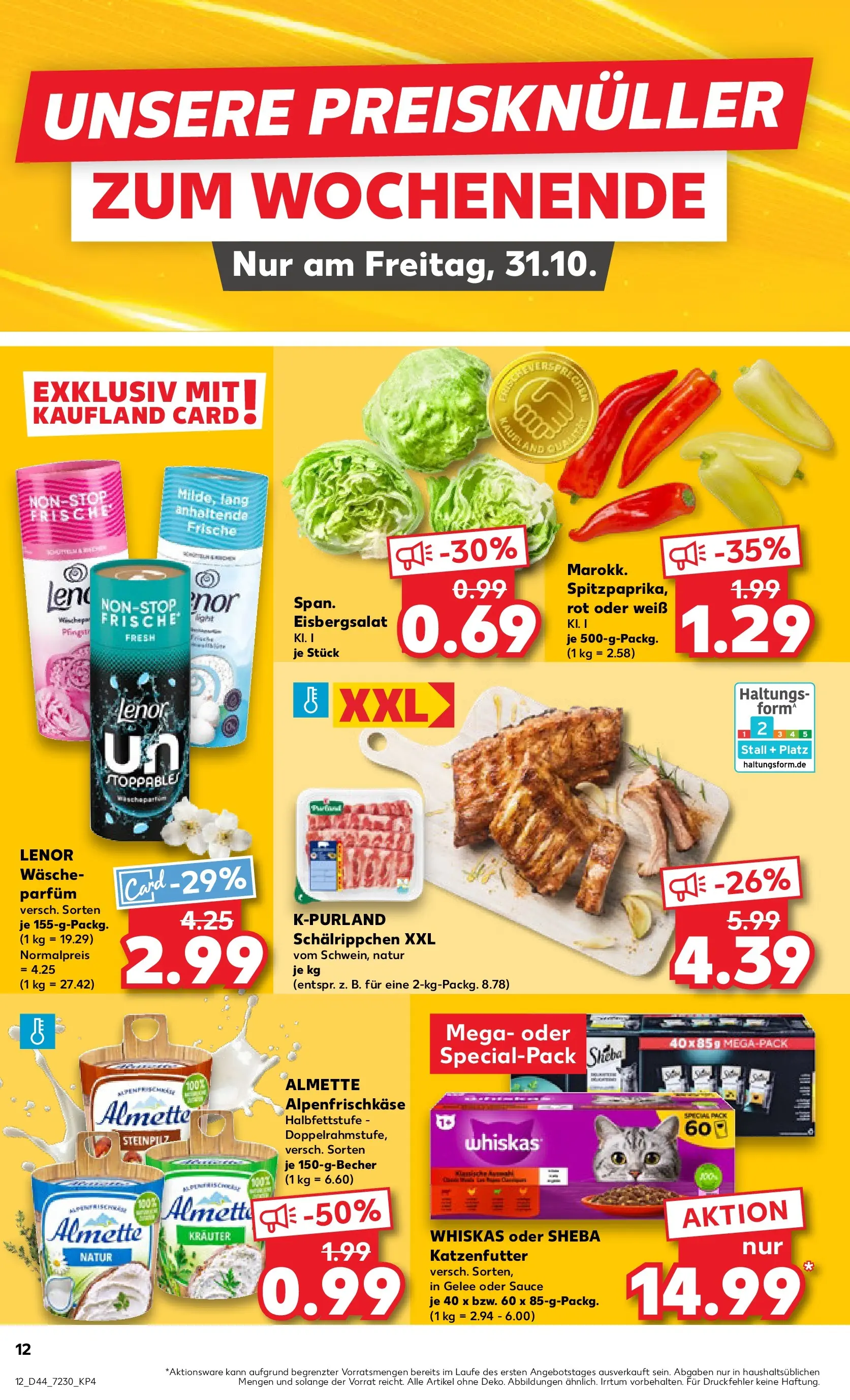 Prospekt Kaufland ab 29.10.2025 » Angebote Online zum Blättern | Seite: 12 | Produkte: Lenor, Almette, Parfüm, Eisbergsalat